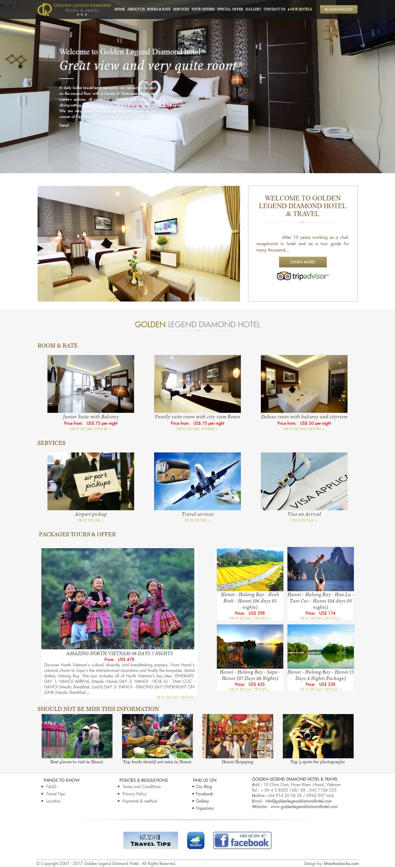 Thiết kế website Golden Legend Diamond Hotel đẹp, chuyên nghiệp chuẩn SEO