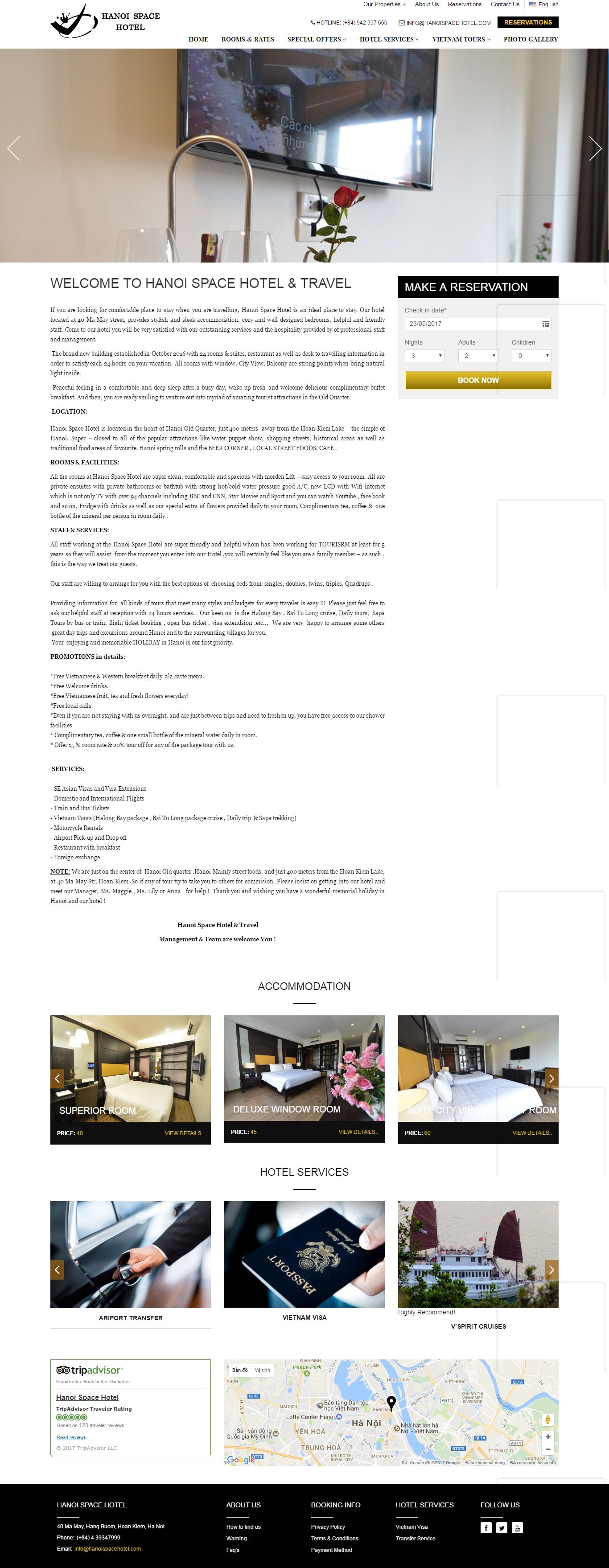Thiết kế website Hanoi Space Hotel đẹp, chuyên nghiệp chuẩn SEO