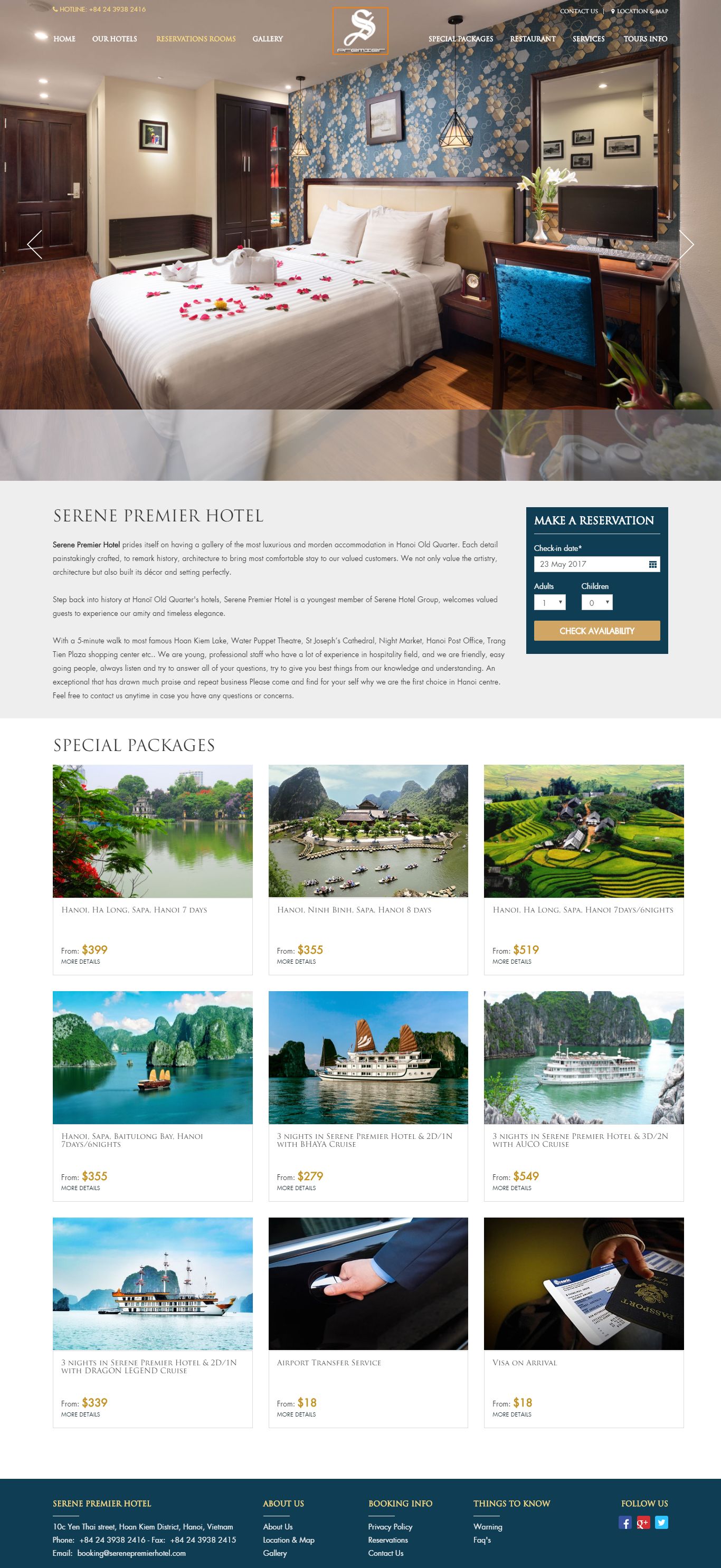 Thiết kế website Serene Premier Hotel đẹp, chuyên nghiệp chuẩn SEO