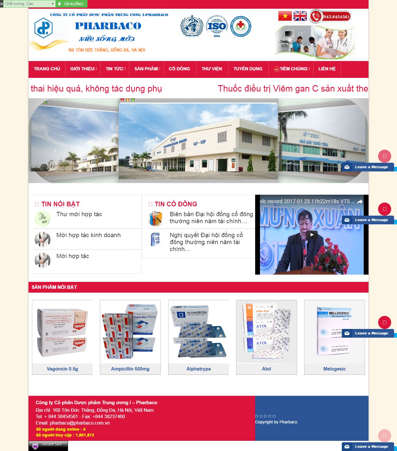 Thiết kế website dược phẩm Pharbaco trung ương đẹp SEO tốt