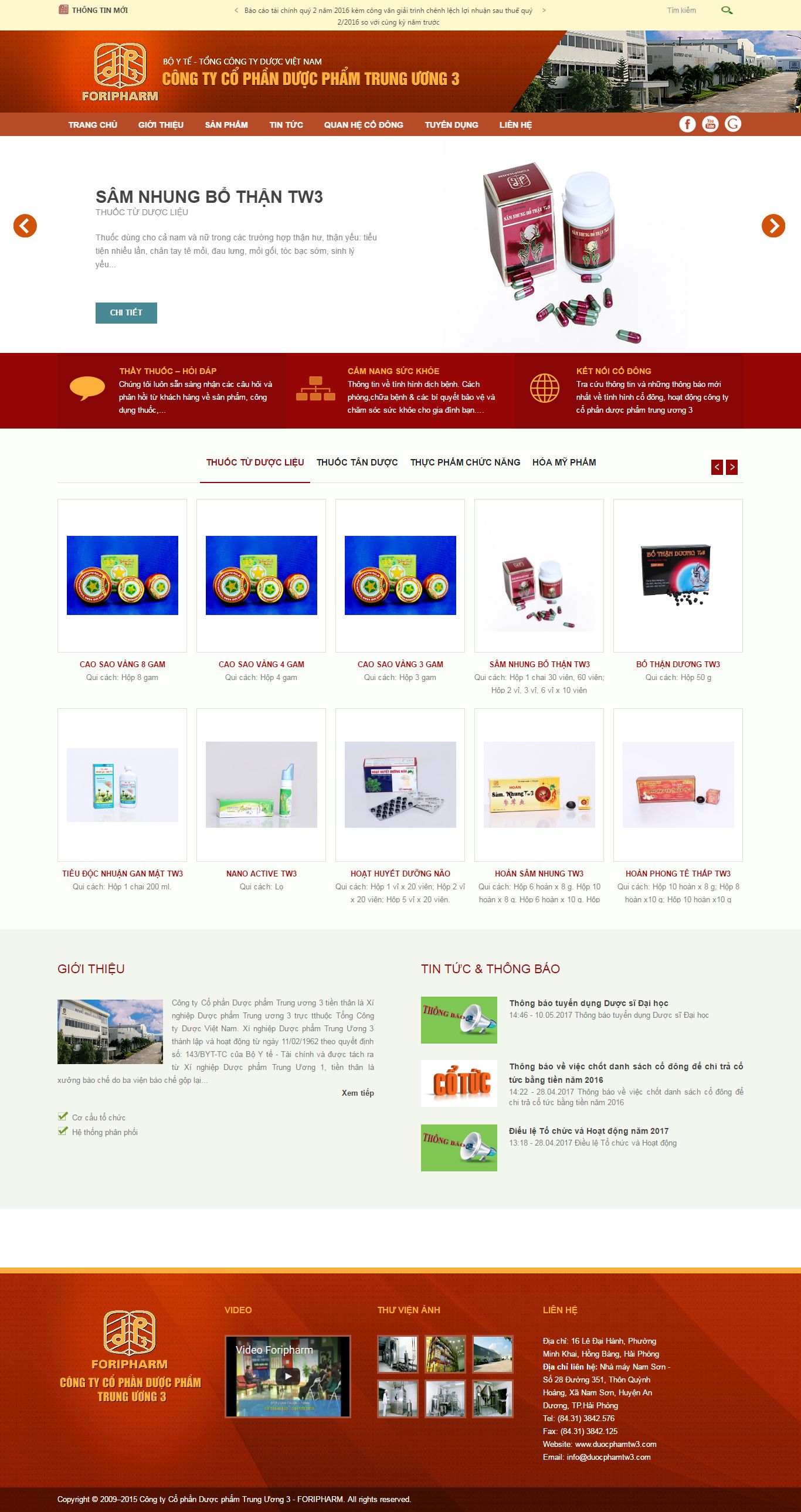 Thiết kế website Công ty cổ phần dược trung ương 3