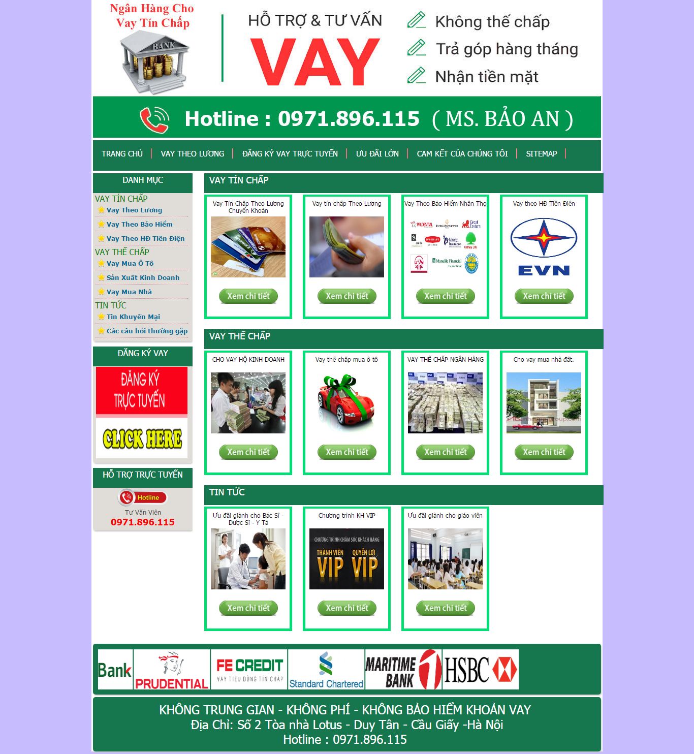 Thiết kế website vay tín chấp ngân hàng vietcombank