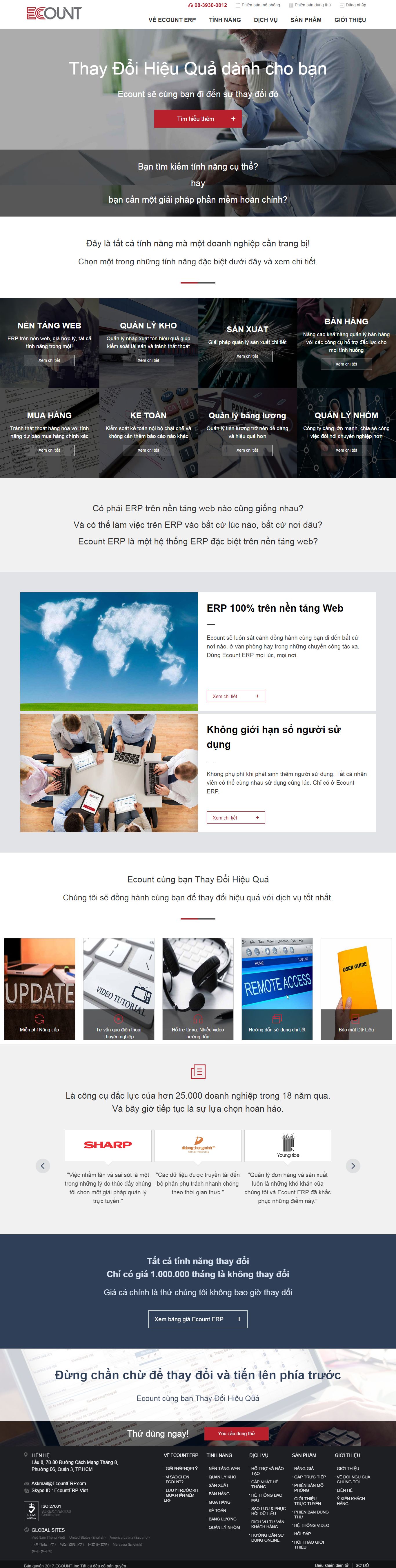 Thiết kế website phần mềm tài chính Ecount đẹp SEO nhanh hiệu quả