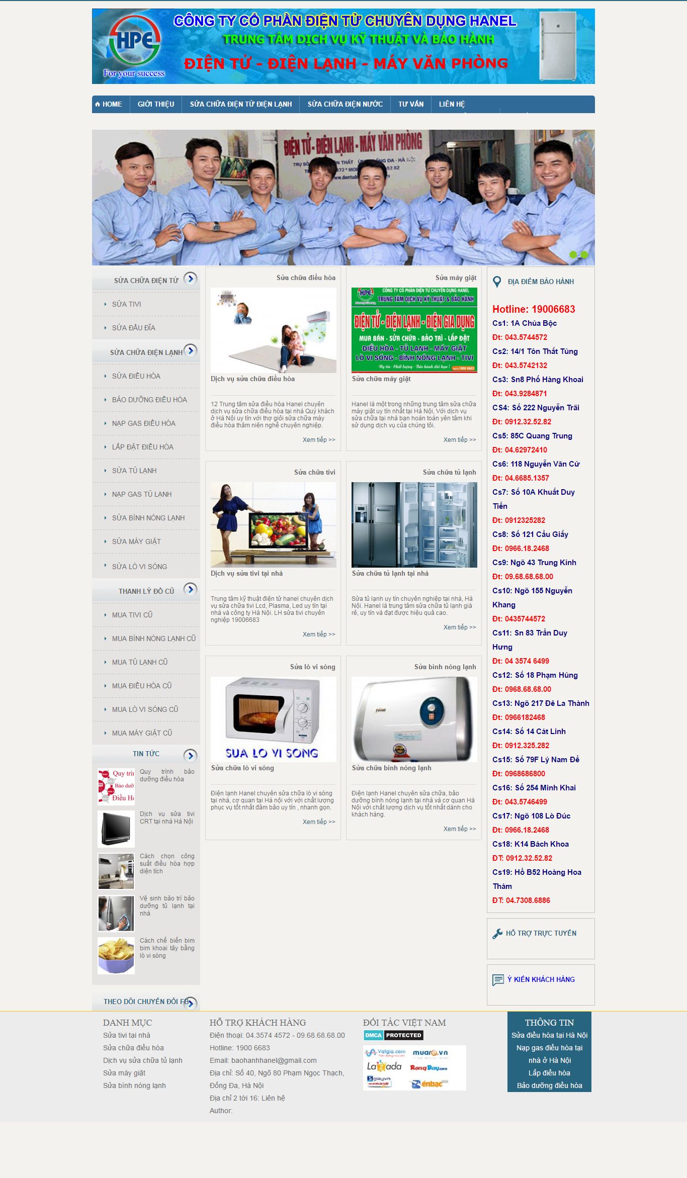 Thiết kế website điện tử điện lạnh Hanel đẹp SEO nhanh hiệu quả