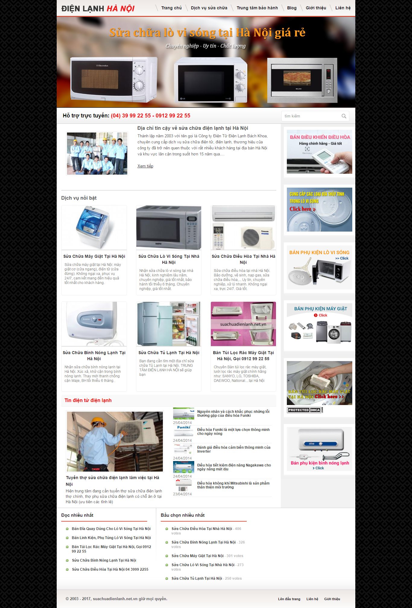 Thiết kế website sửa chữa điện lạnh Hà Nội đẹp SEO tốt