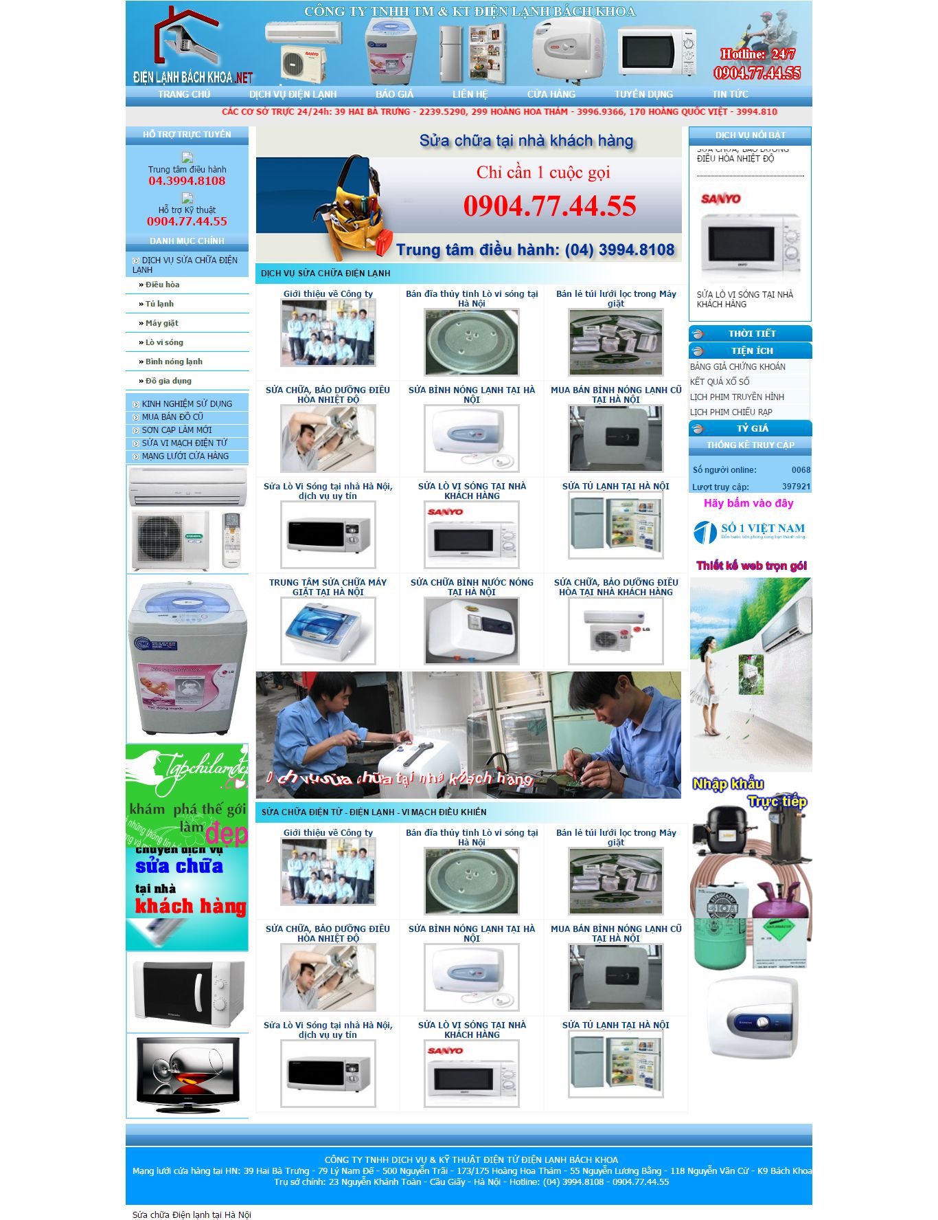 Thiết kế website sửa chữa điện lạnh Bách Khoa đẹp SEO tốt