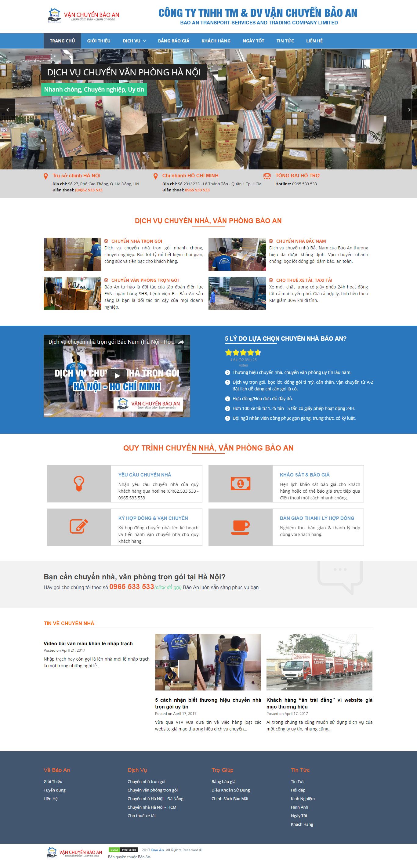 Thiết kế website dịch vụ chuyển nhà Bảo An đẹp SEO tốt