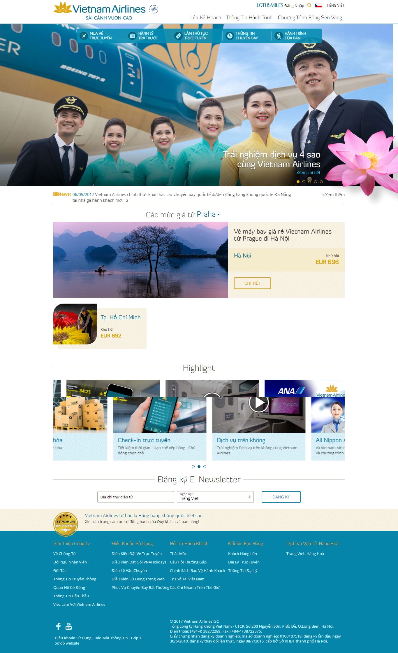 Thiết kế website Vietnam Airlines đẹp, chuyên nghiệp chuẩn SEO