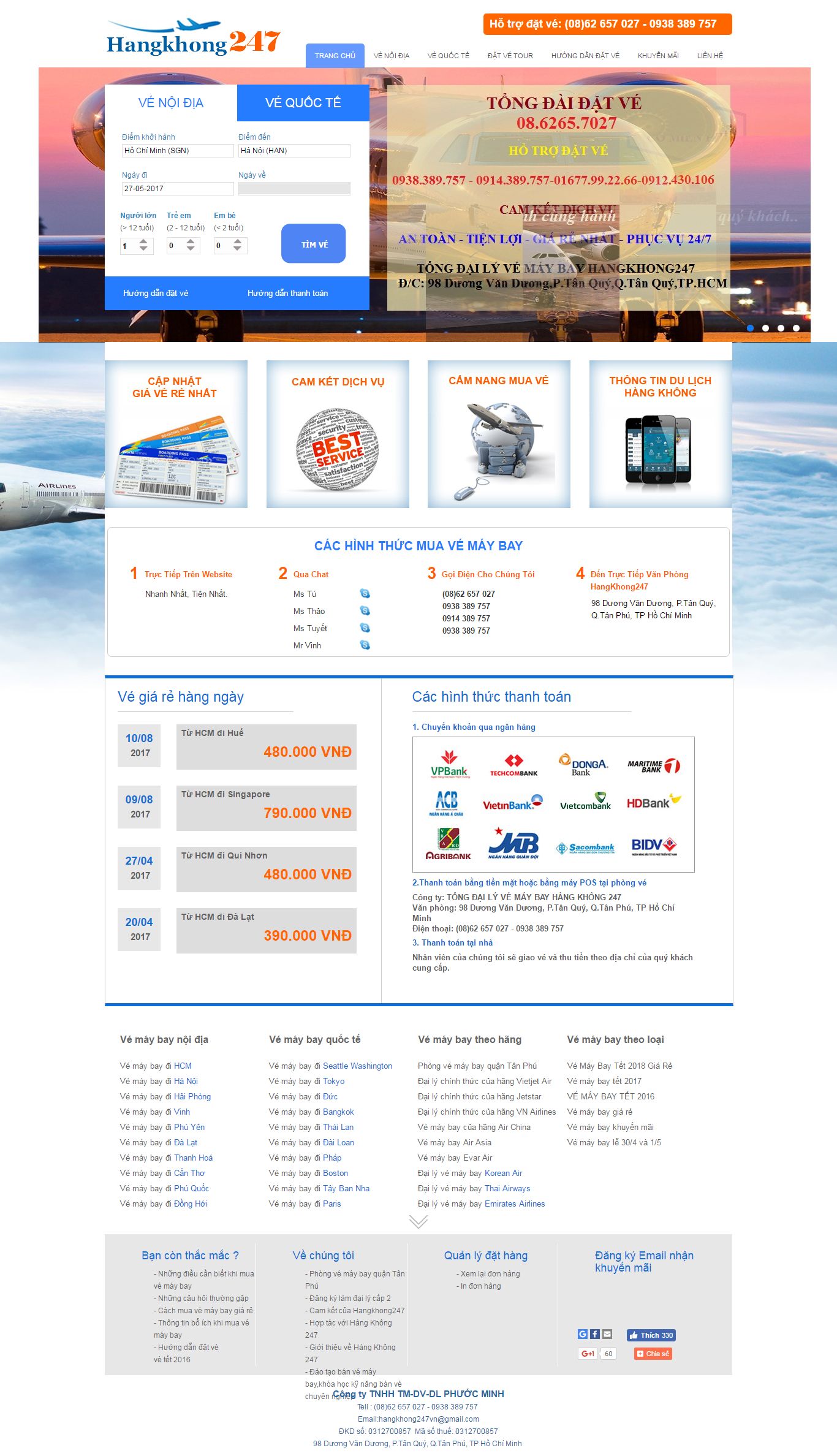 Thiết kế website đại lý vé máy bay 247 đẹp, chuyên nghiệp chuẩn SEO