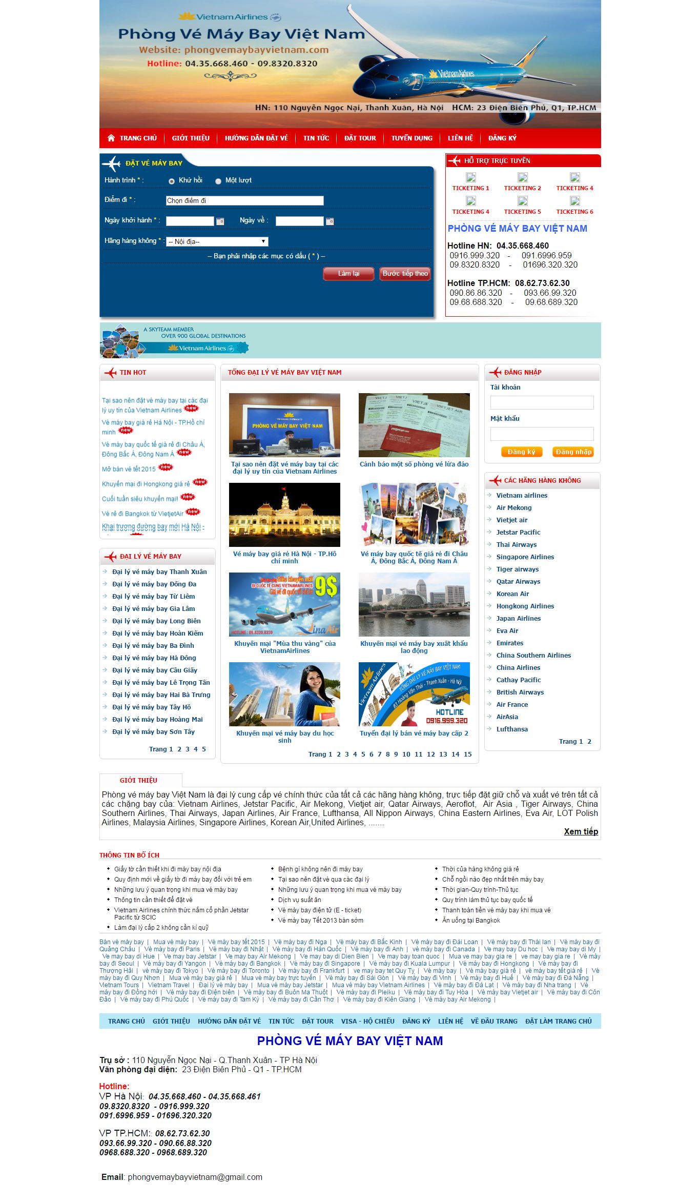 Thiết kế website phòng vé máy bay Việt Nam đẹp SEO nhanh hiệu quả