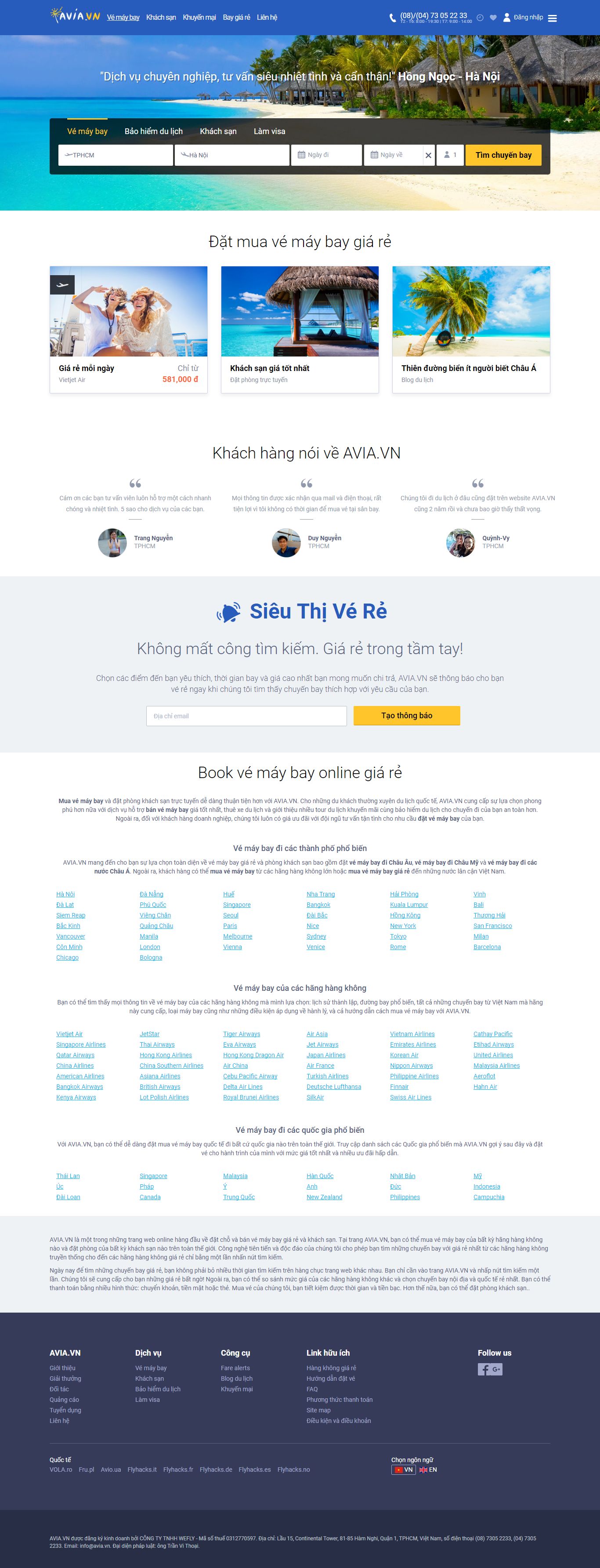 Thiết kế website vé máy bay AVIA đẹp, chuyên nghiệp chuẩn SEO