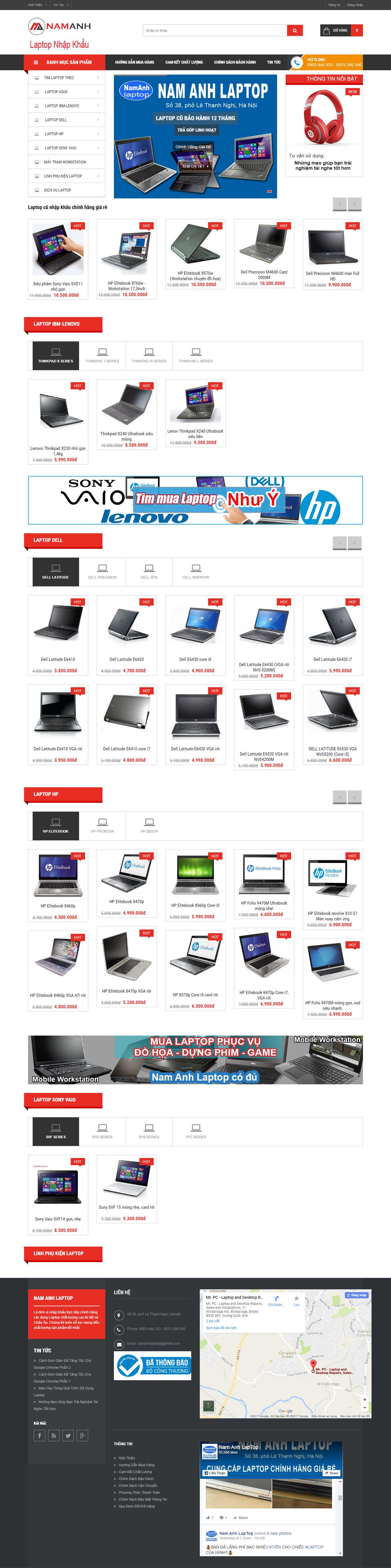 Thiết kế website laptop nhập khẩu Nam Anh đẹp, chuyên nghiệp chuẩn SEO