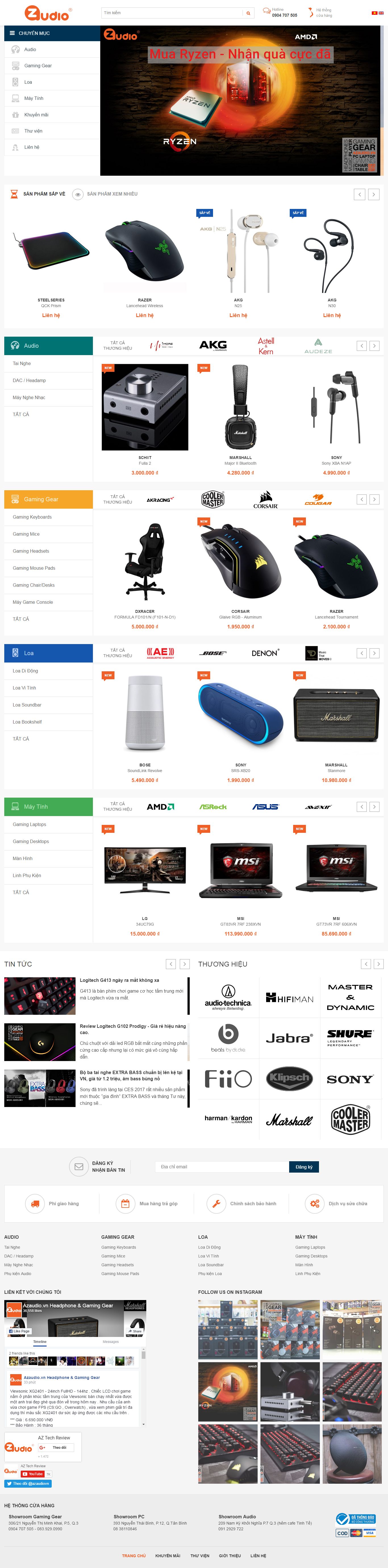 Thiết kế website AZ Audio đẹp, chuyên nghiệp chuẩn SEO