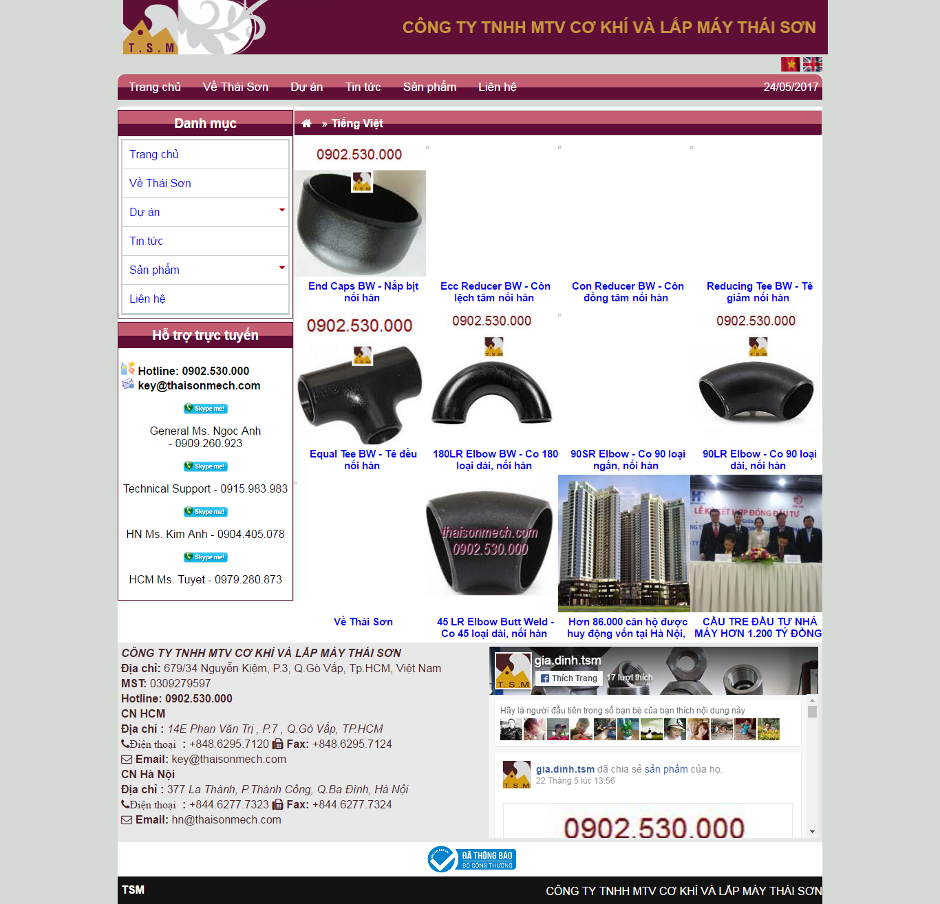 Thiết kế website cơ khí thaisonmech đẹp, chuyên nghiệp chuẩn SEO