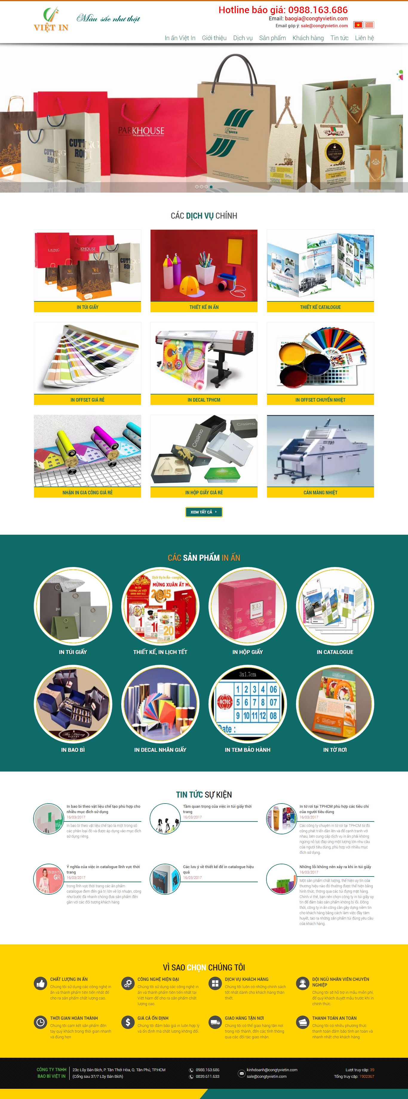 Thiết kế website công ty in ấn Việt in đẹp, chuyên nghiệp chuẩn SEO