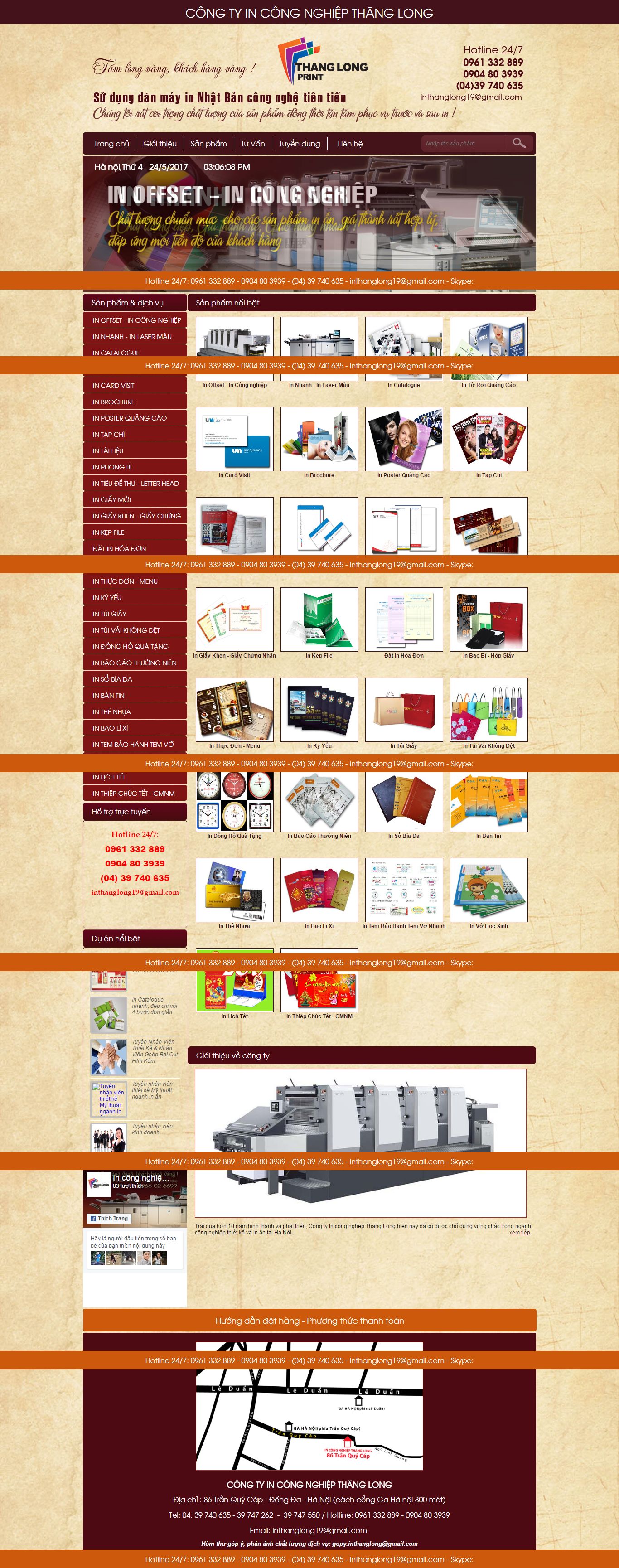Thiết kế website in ấn Thăng Long đẹp, chuyên nghiệp chuẩn SEO
