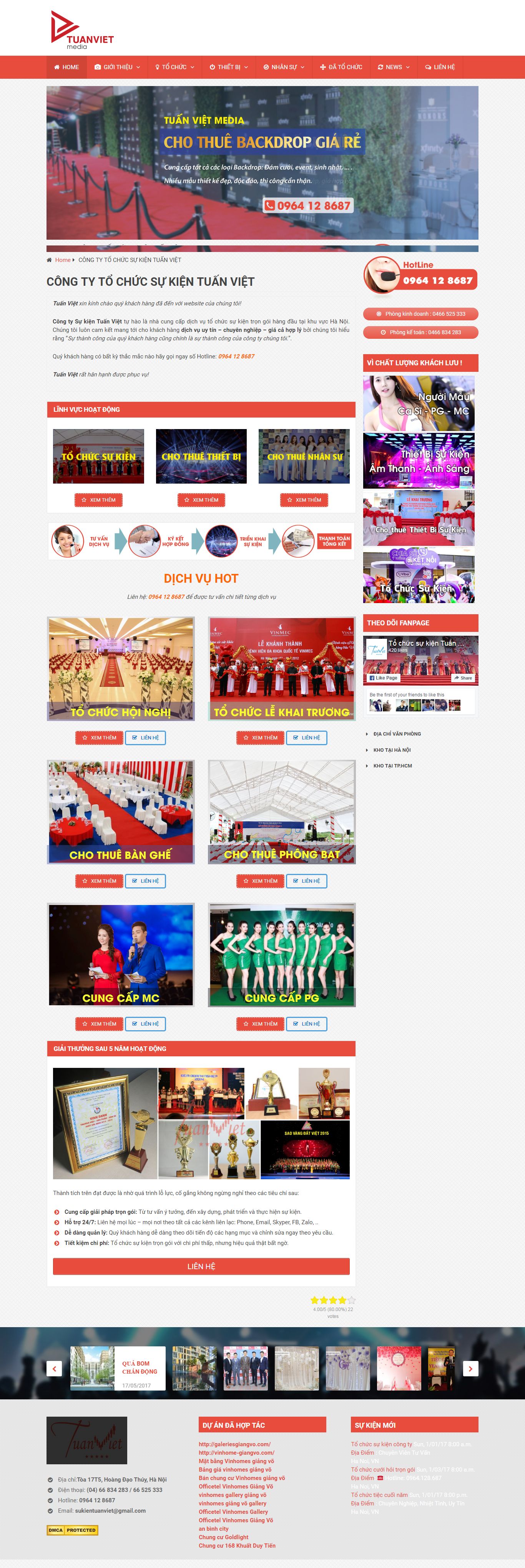 Thiết kế website tổ chức sự kiện TuanViet media đẹp SEO tốt