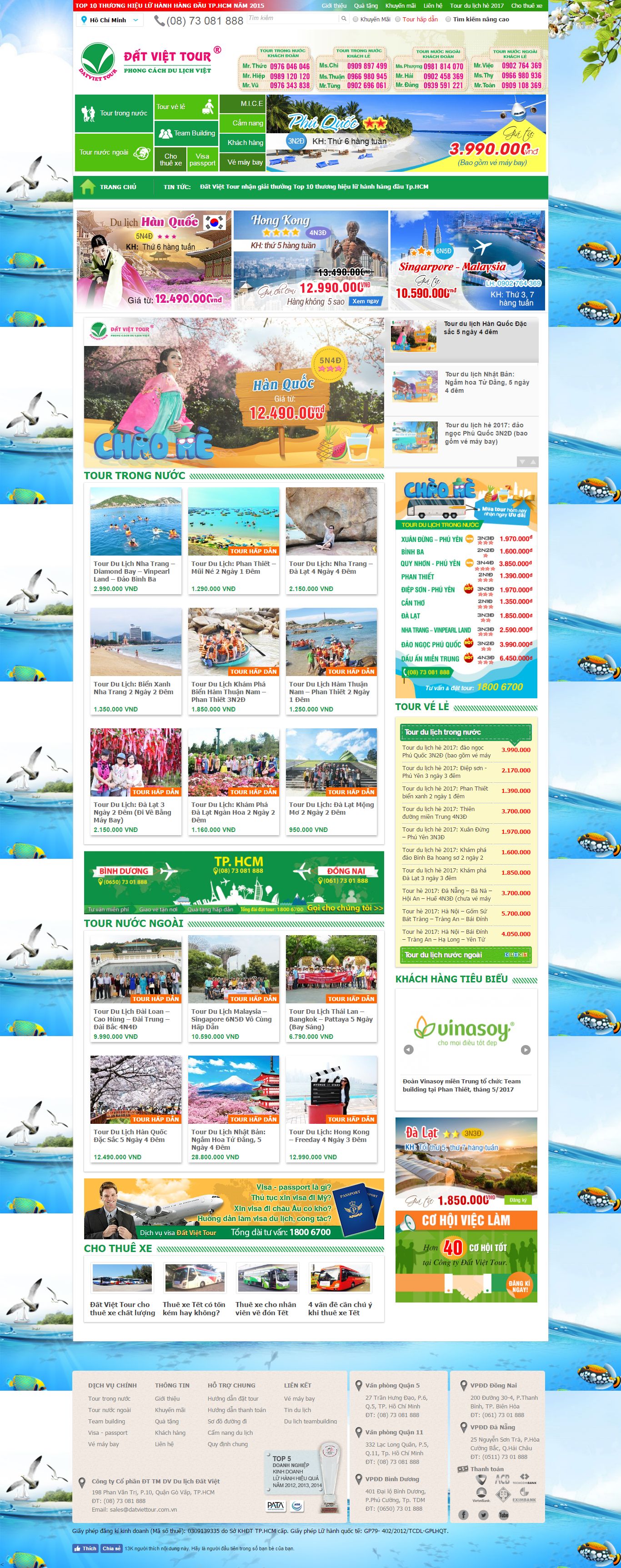 Thiết kế website công ty đất việt tour đẹp, chuyên nghiệp chuẩn SEO