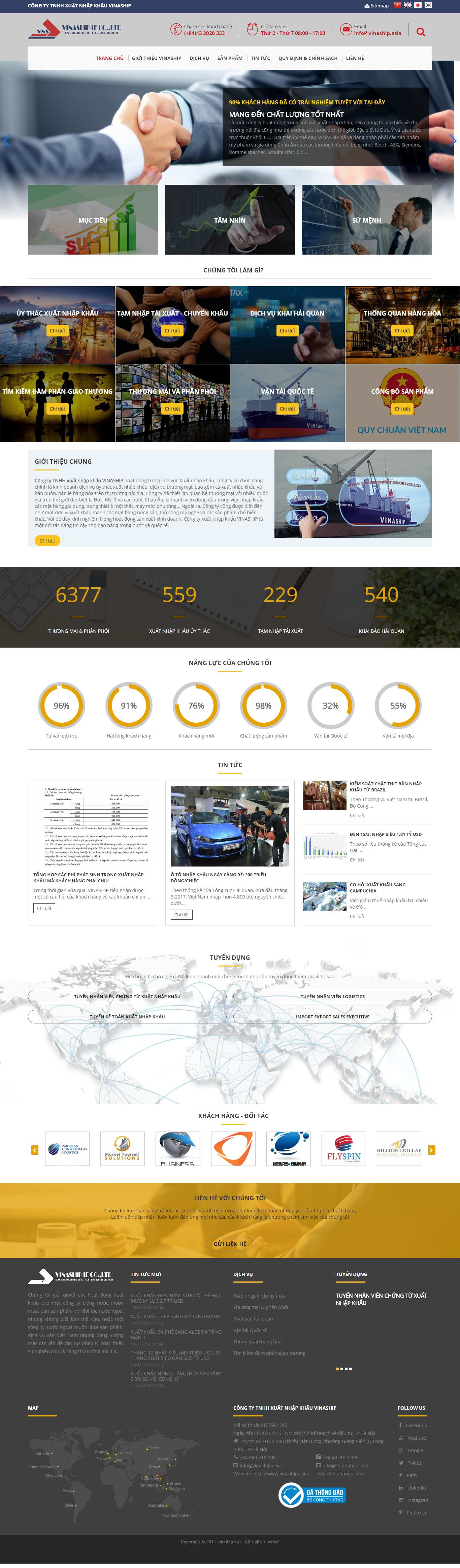 Thiết kế website công ty xuất nhập khẩu VINASHIP đẹp SEO tốt
