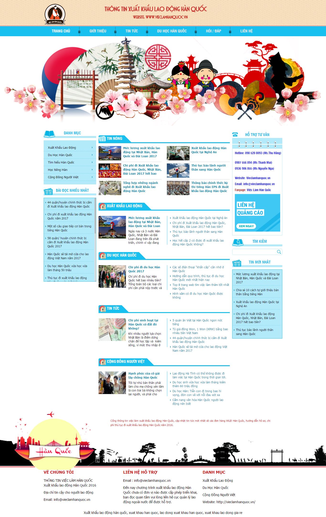 Thiết kế website xuất khẩu lao động Hàn Quốc đẹp SEO tốt