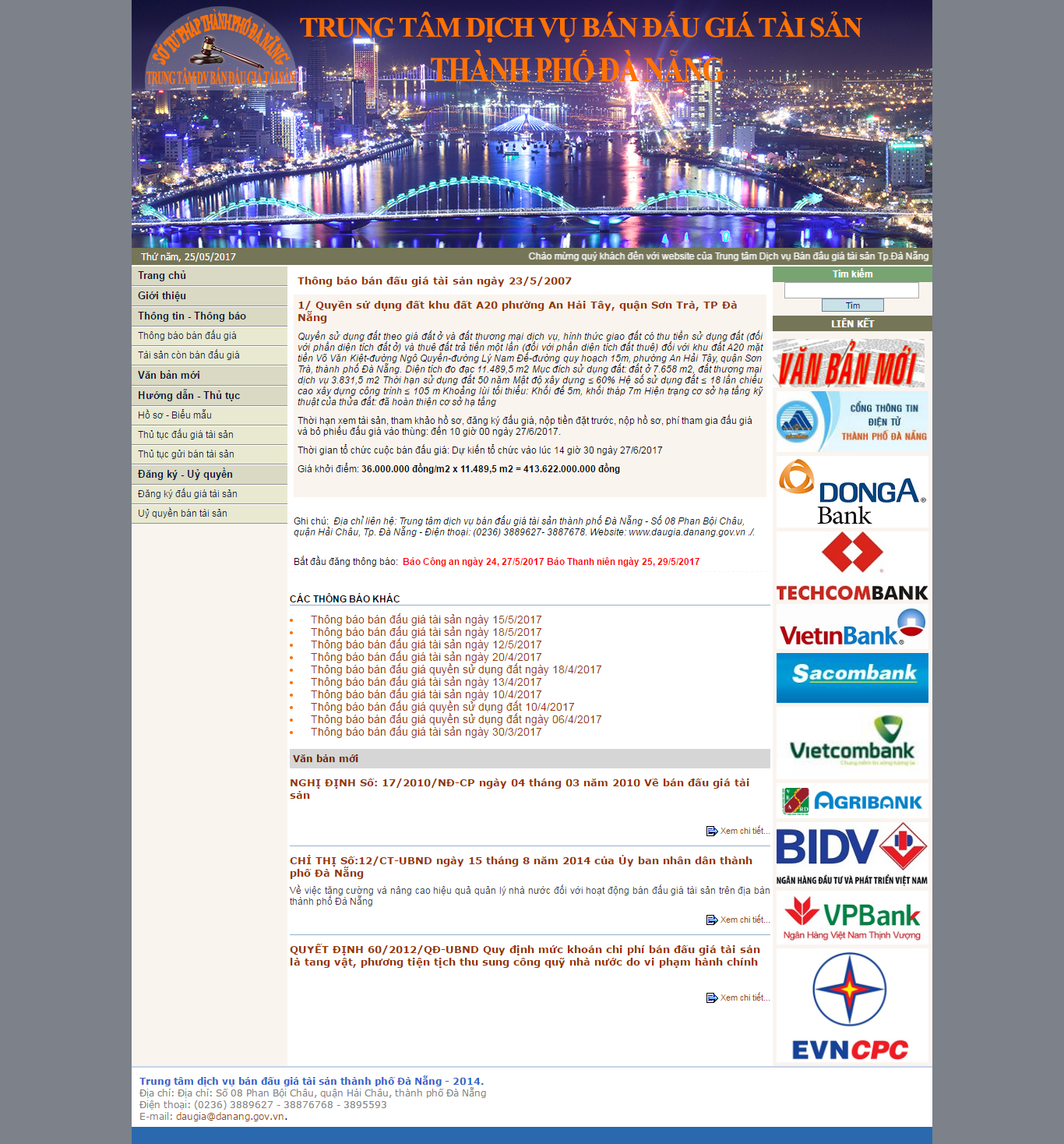 Thiết kế website trung tâm đấu giá tài sản thành phố Đà Nẵng
