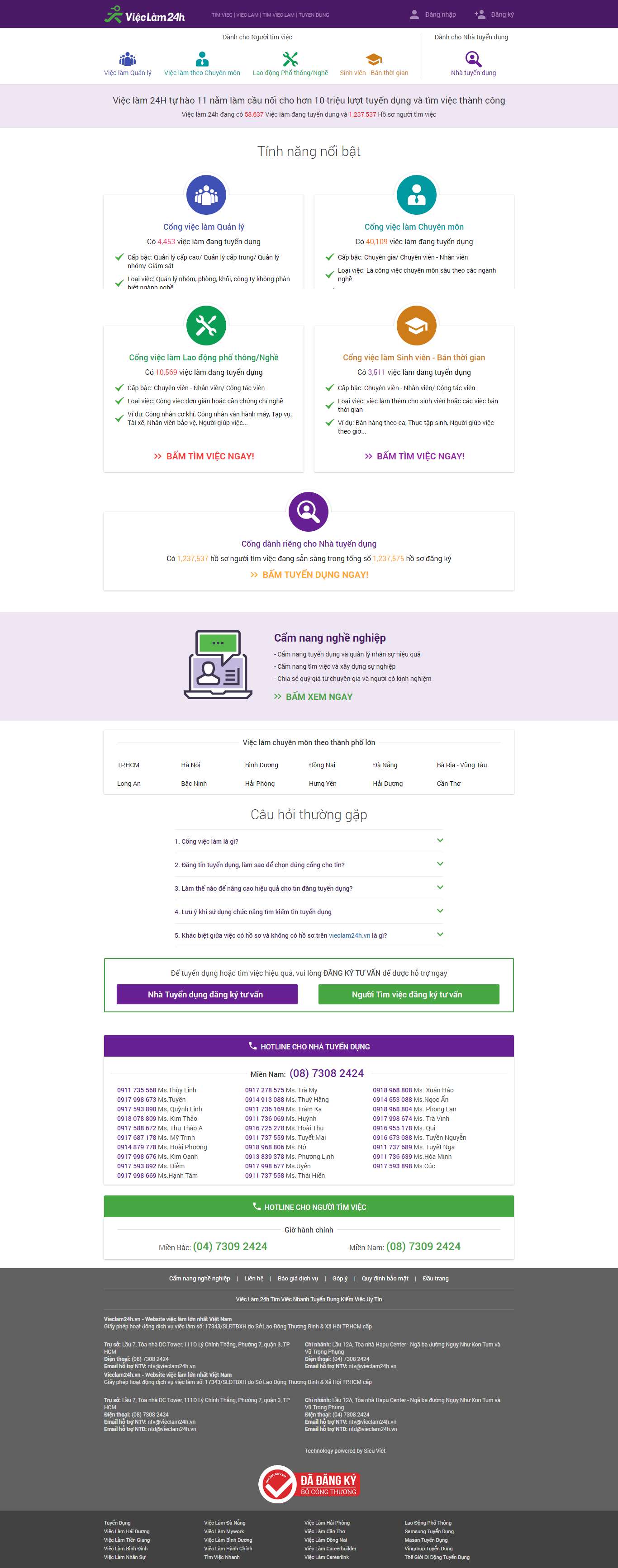 Thiết kế website việc làm 24h đẹp, chuyên nghiệp chuẩn SEO