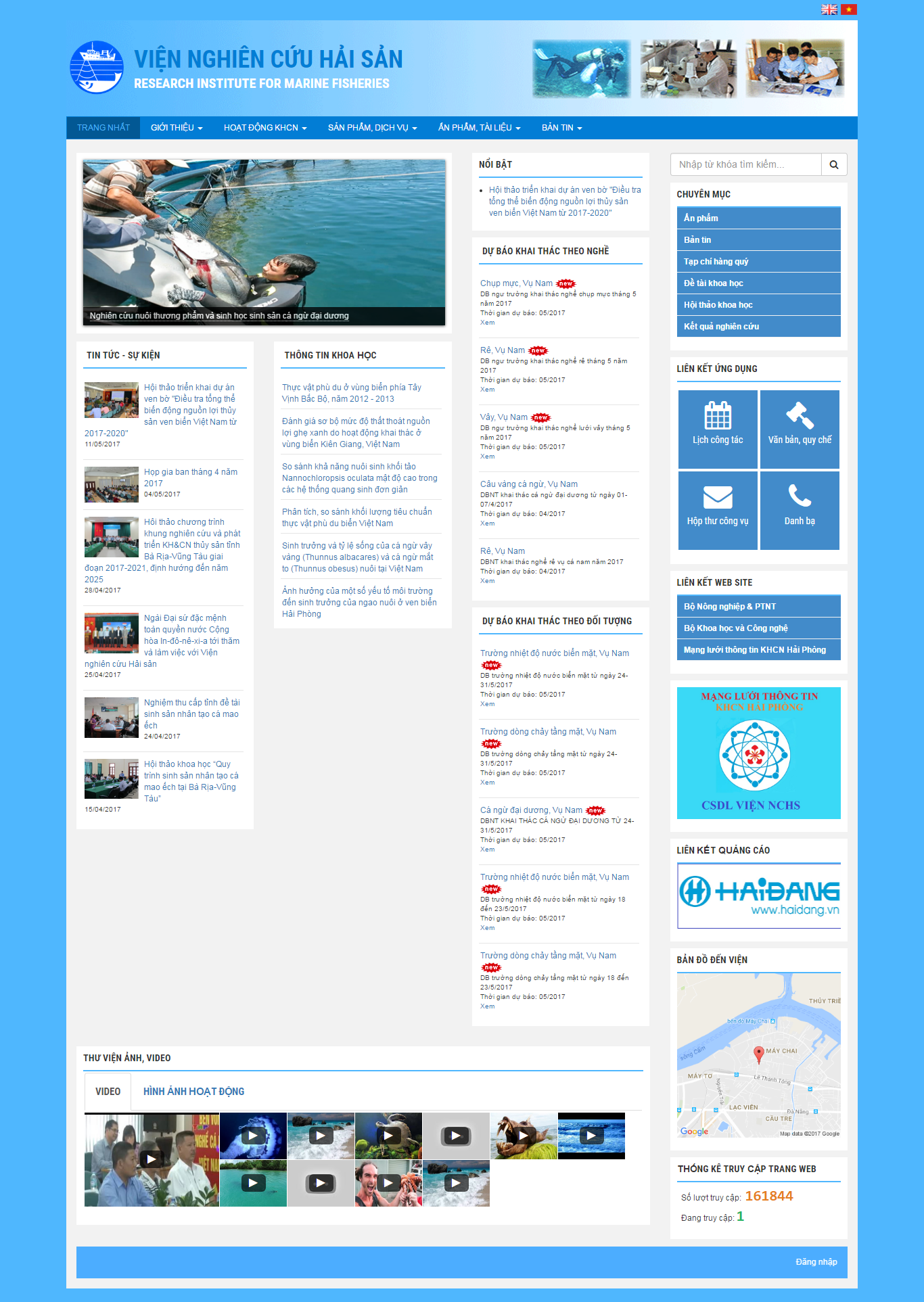 Thiết kế website Viện nghiên cứu hải sản đẹp SEO nhanh hiệu quả