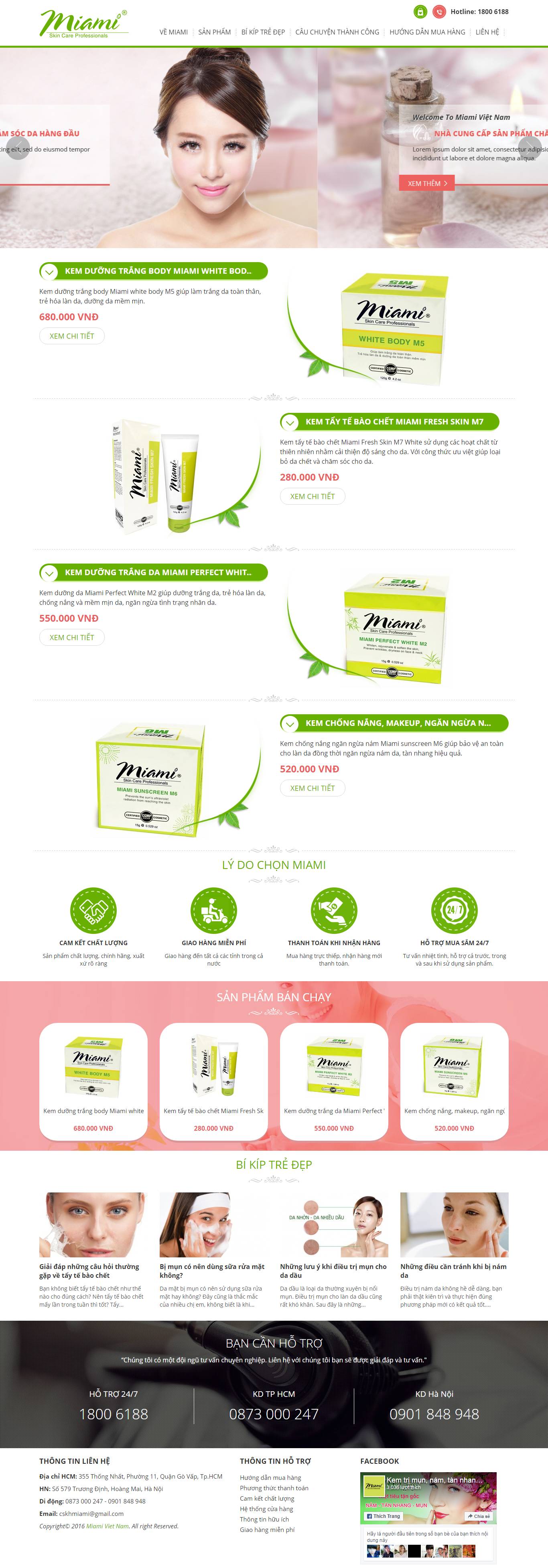 Thiết kế website mỹ phẩm Miami đẹp, chuyên nghiệp chuẩn SEO