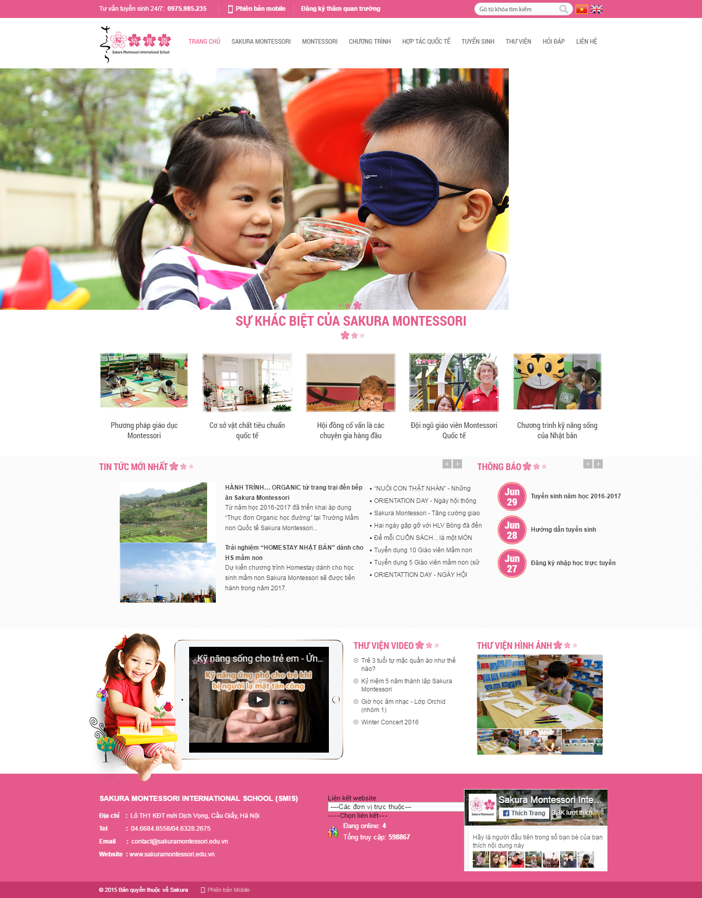 Thiết kế website trường mầm non quốc tế Sakura montessori