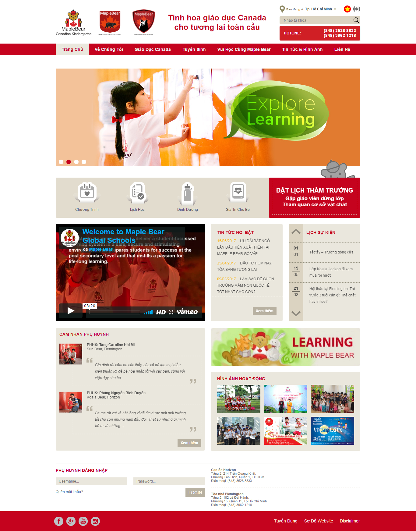 Thiết kế website trường mầm non quốc tế maplebear
