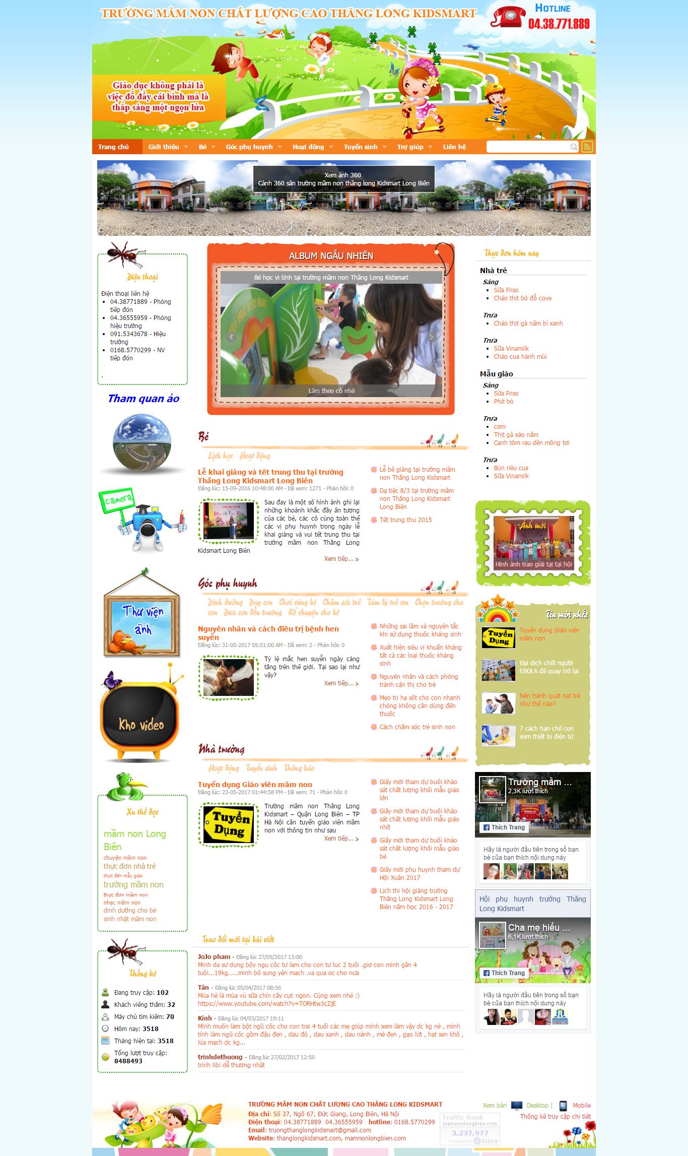 Thiết kế website trường mầm non Thăng Long KIDMART