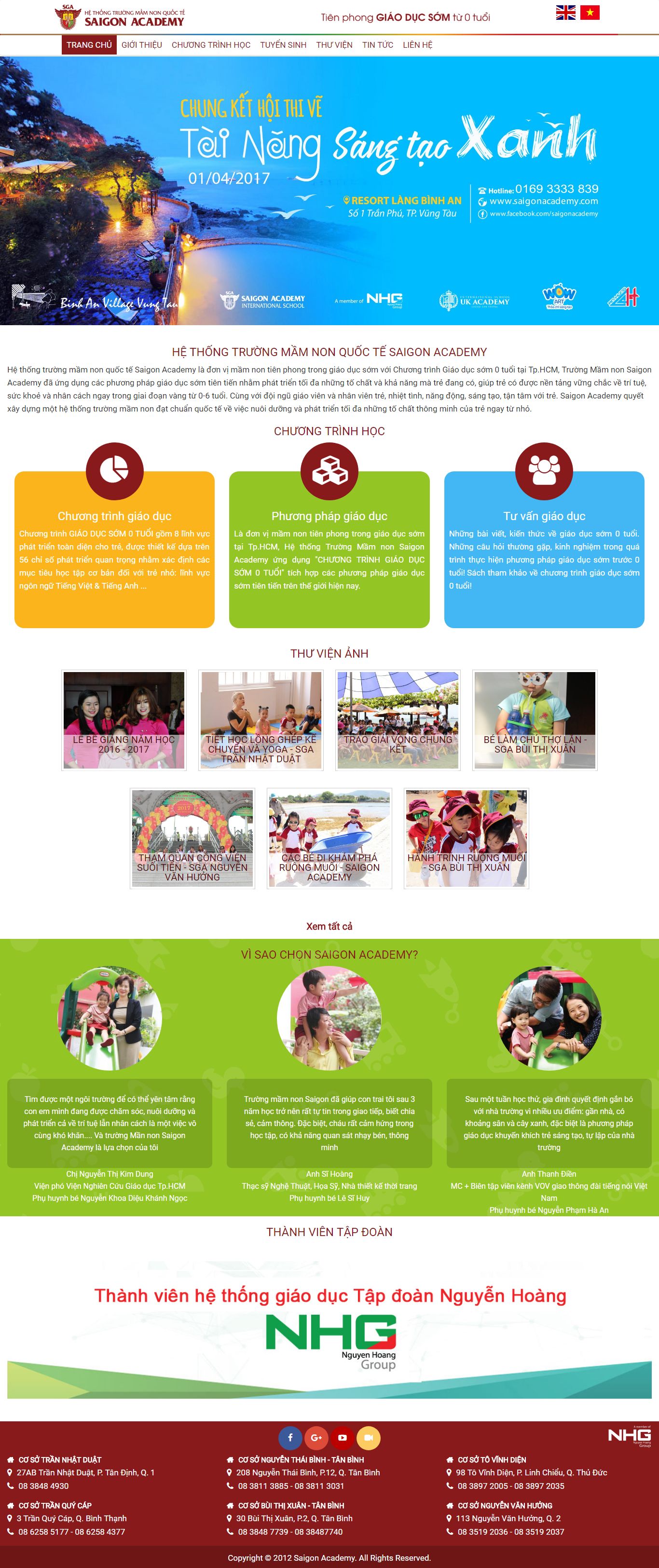Thiết kế website trường mầm non SAIGON ACADEMY đẹp SEO tốt