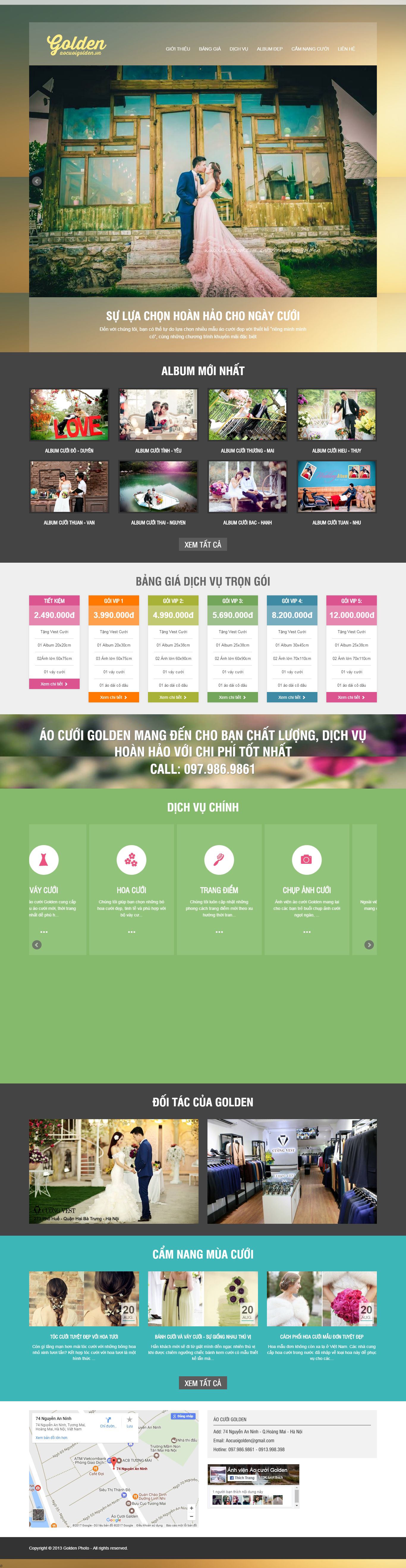 Thiết kế website ảnh viện áo cưới Golden đẹp SEO nhanh hiệu quả