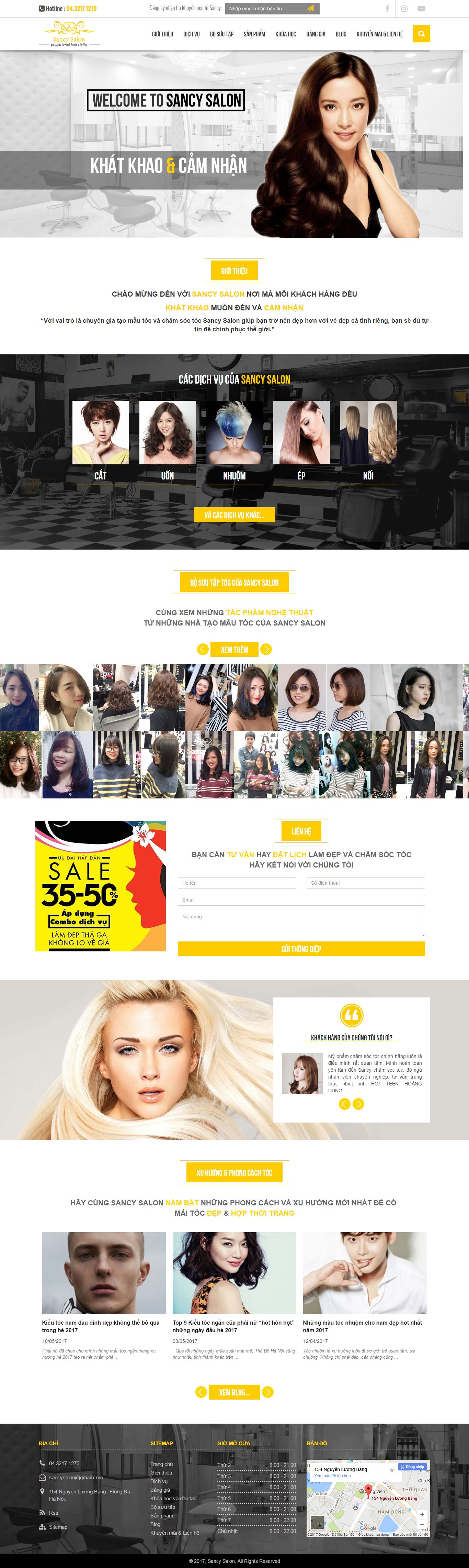 Thiết kế website Sancy hair salon đẹp, chuyên nghiệp chuẩn SEO
