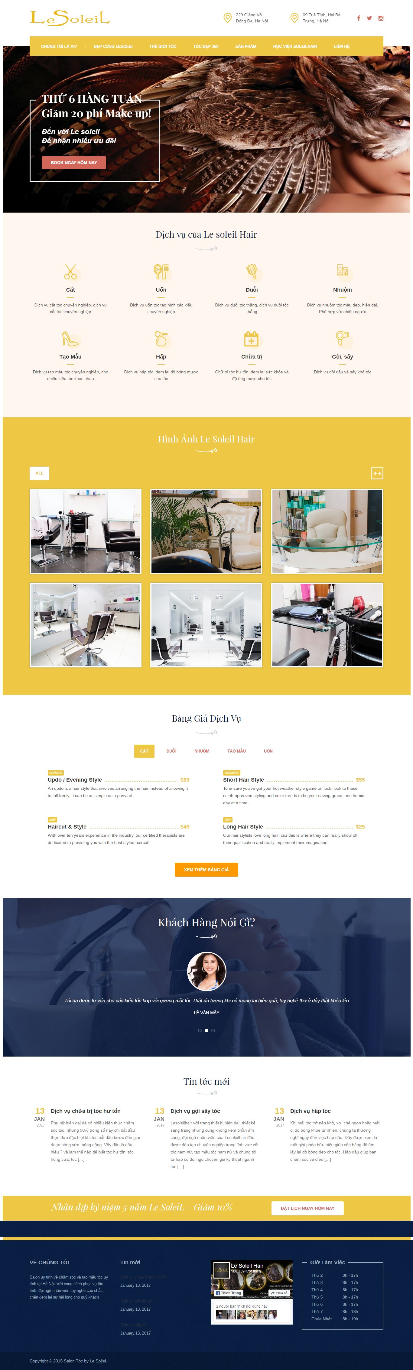 Thiết kế website Le Soliel Hair đẹp, chuyên nghiệp chuẩn SEO