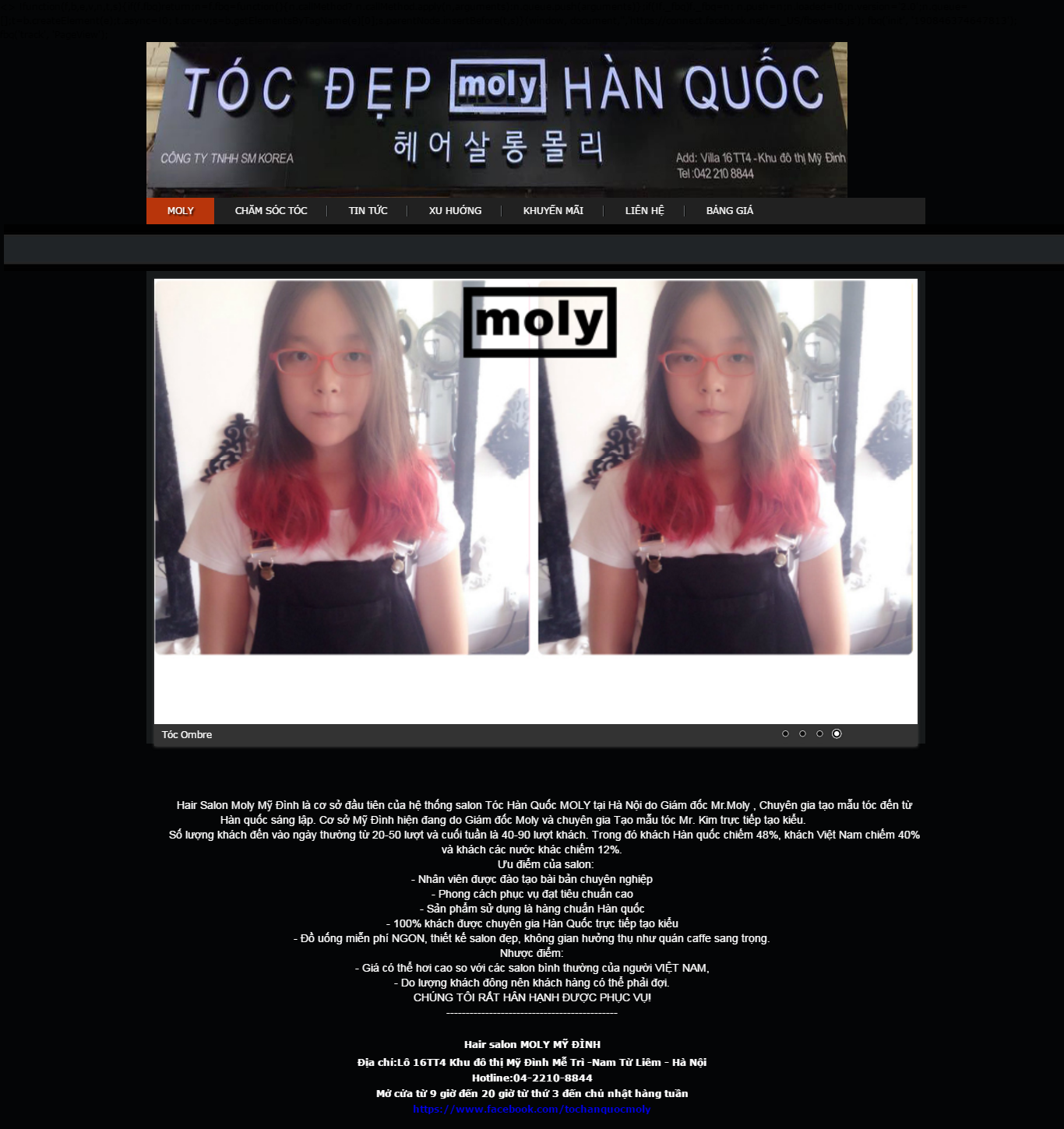 Thiết kế website salon tóc Hàn Quốc Moly đẹp, chuyên nghiệp chuẩn SEO