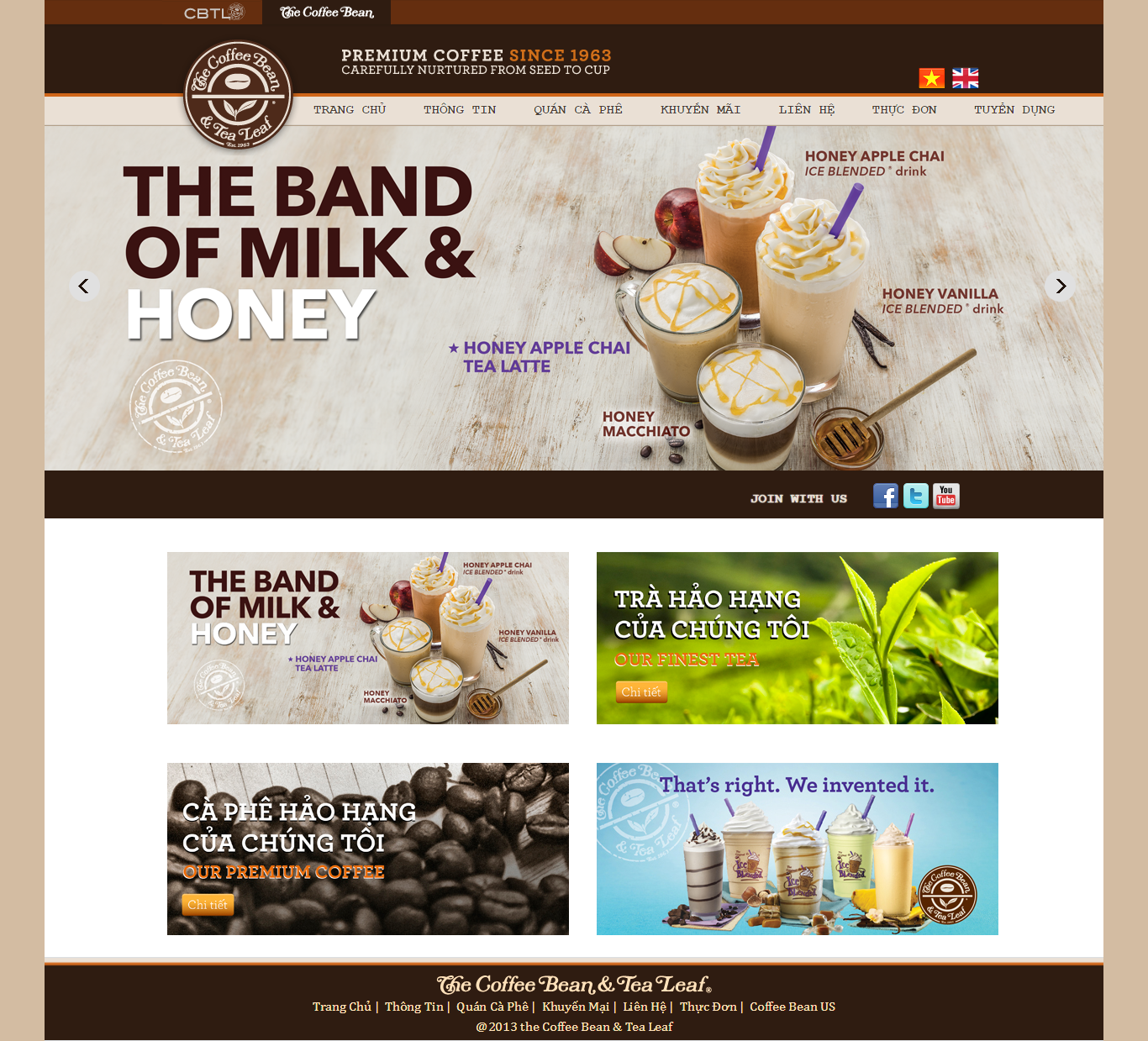 Thiết kế website The Coffee Bean đẹp, chuyên nghiệp chuẩn SEO