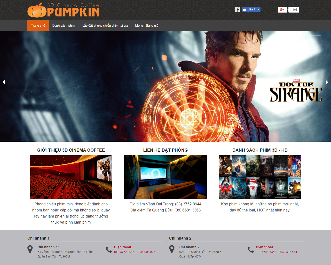 Thiết kế website phòng chiếu phim PumPkin đẹp, chuyên nghiệp chuẩn SEO