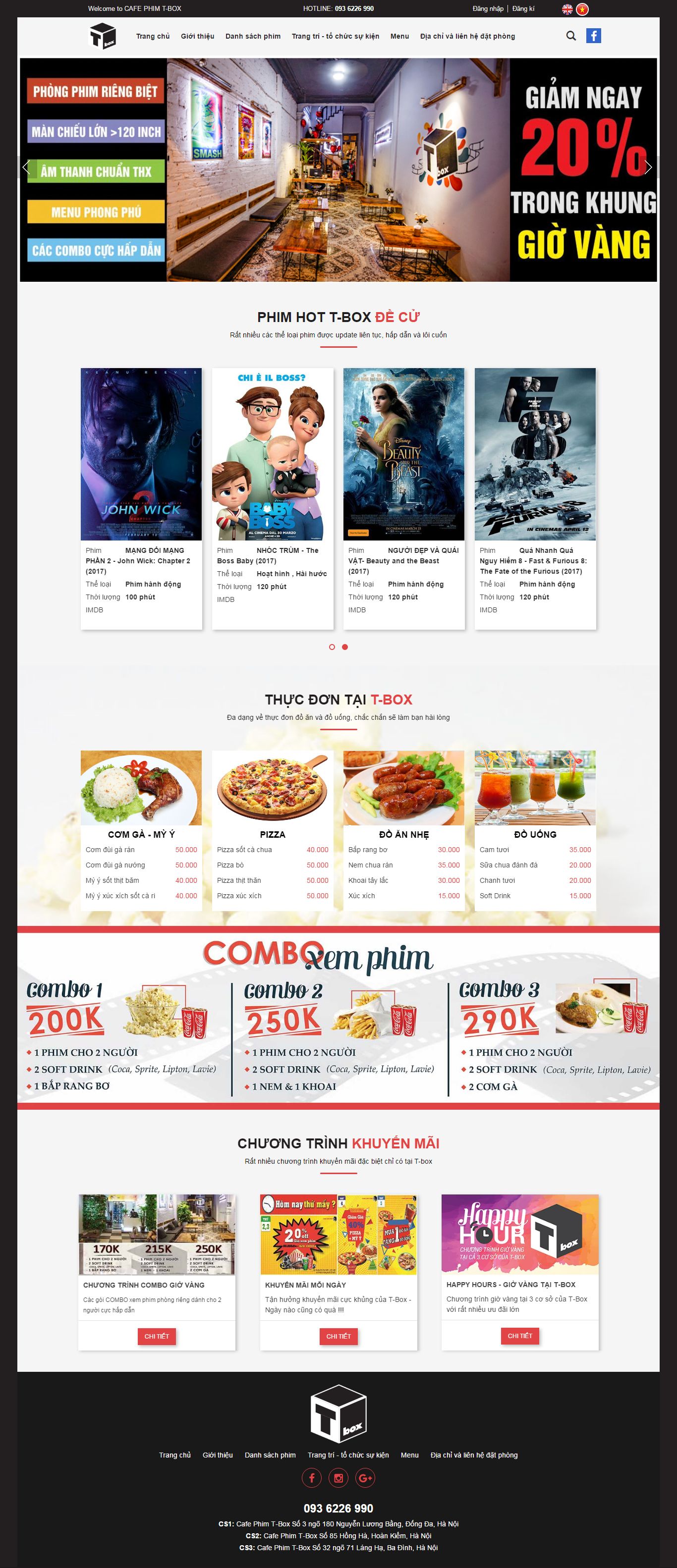 Thiết kế website Cafe phim T-Box đẹp, chuyên nghiệp chuẩn SEO