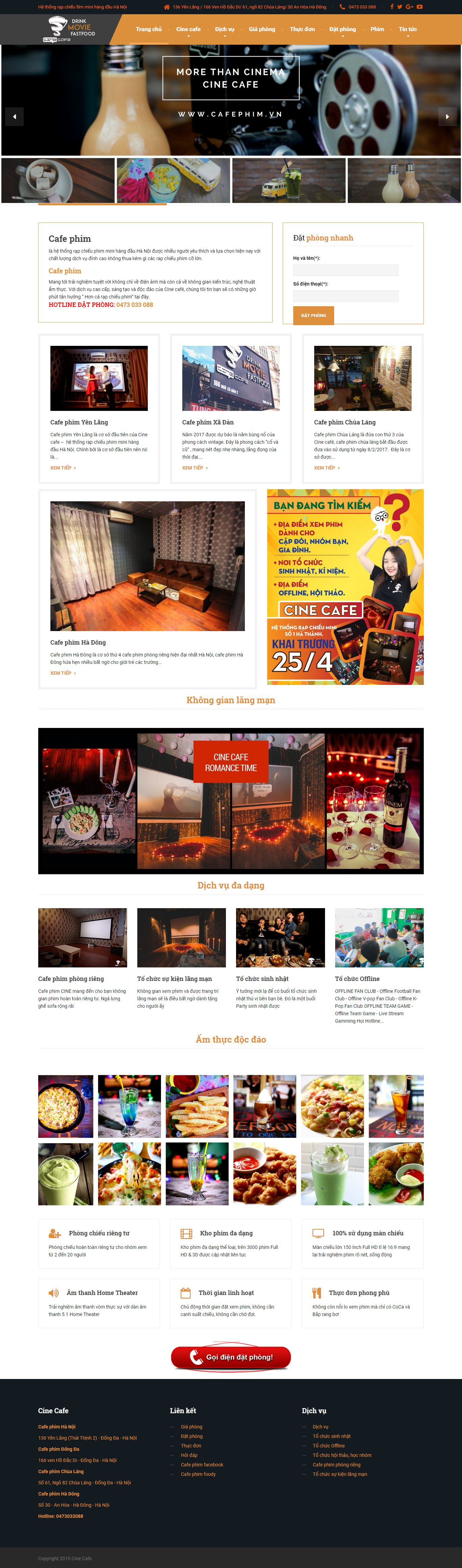 Thiết kế website cafe phim đẹp, chuyên nghiệp chuẩn SEO