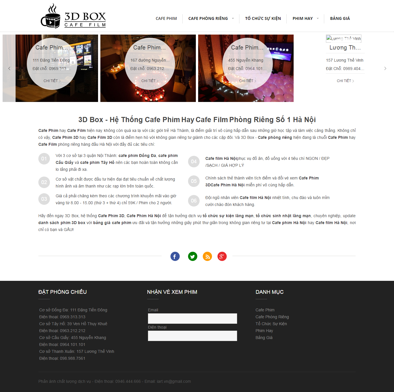 Thiết kế website cafe phim 3D BOX đẹp, chuyên nghiệp chuẩn SEO