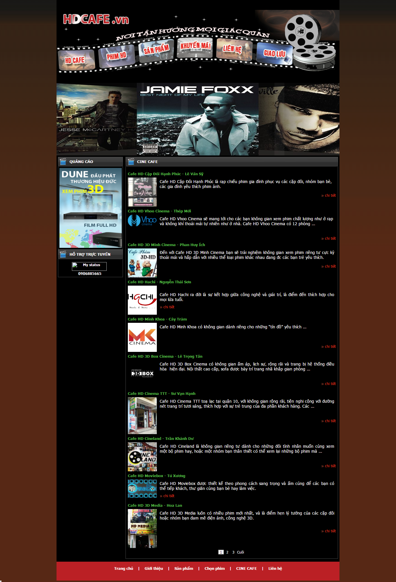 Thiết kế website Cineland HD cafe đẹp, chuyên nghiệp chuẩn SEO