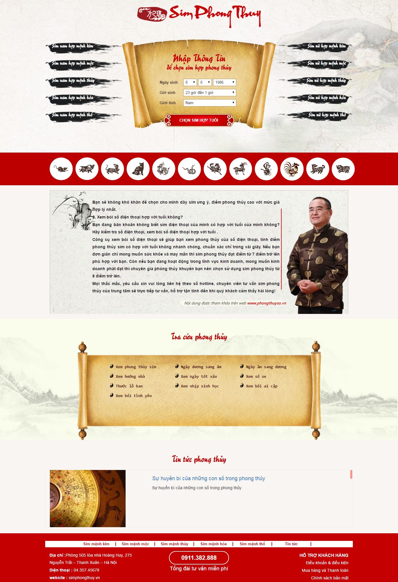 Thiết kế website sim phong thủy đẹp, chuyên nghiệp chuẩn SEO