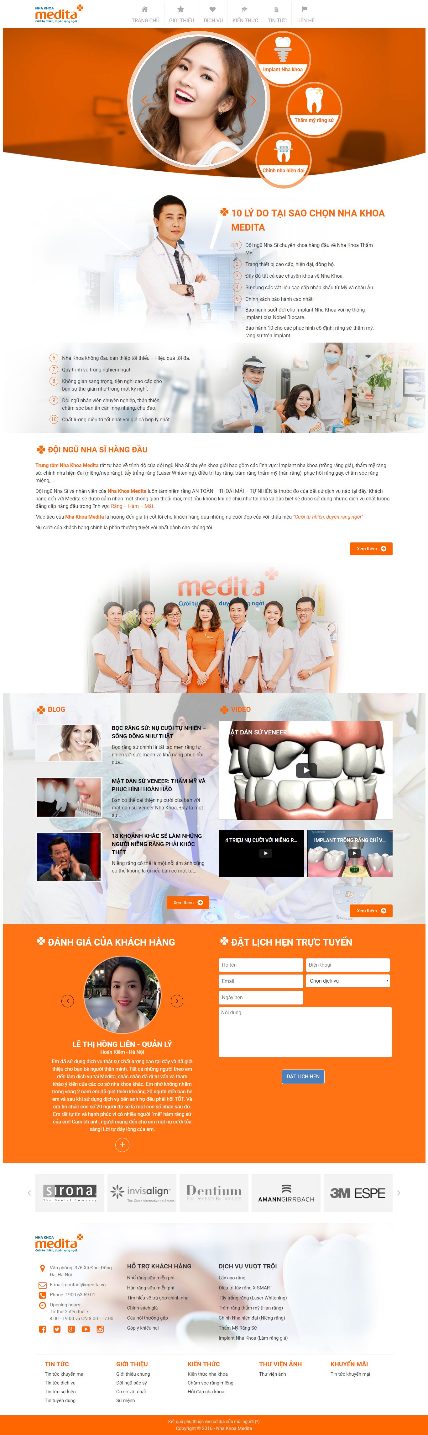 Thiết kế website nha khoa thẩm mỹ Medita đẹp, chuyên nghiệp chuẩn SEO