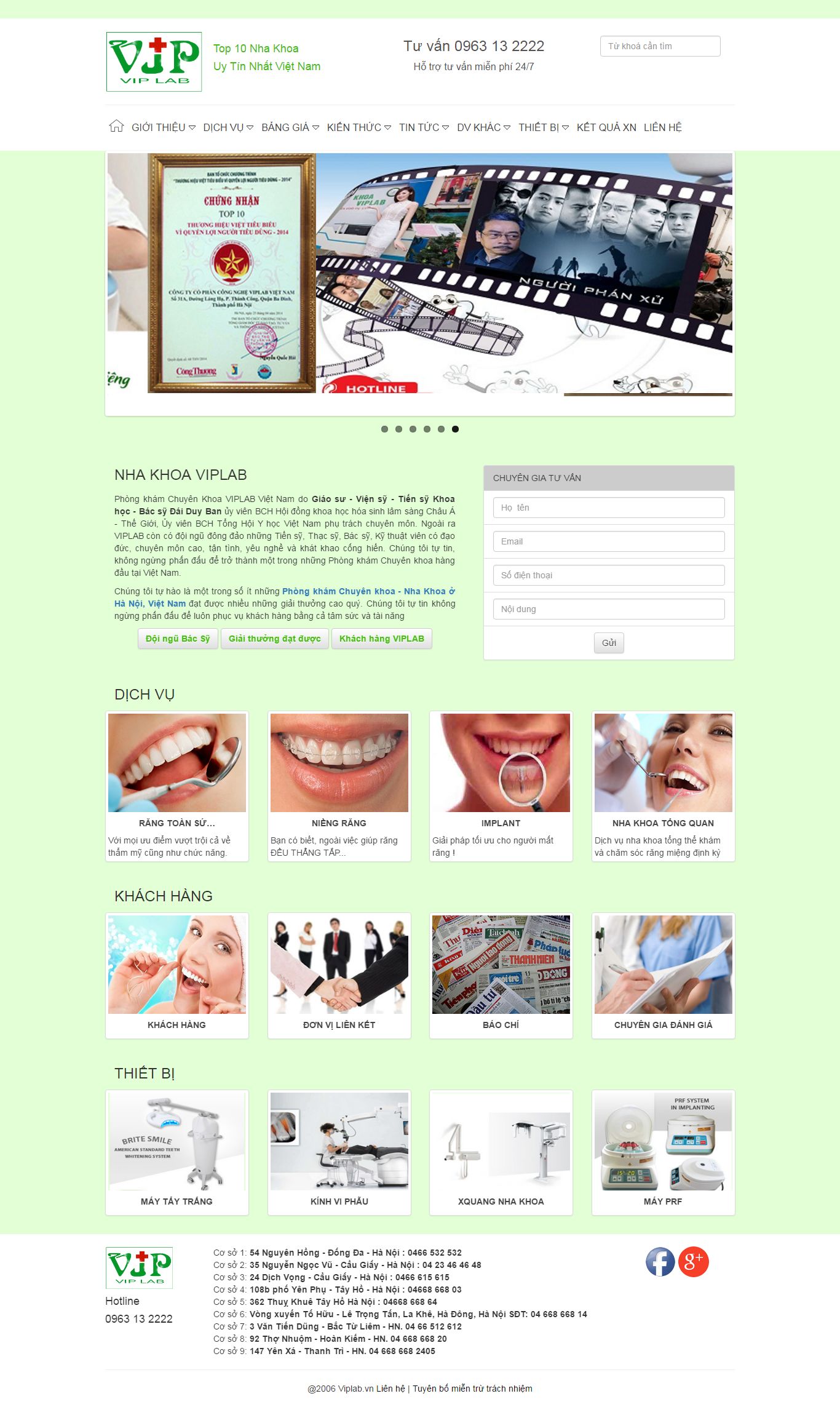 Thiết kế website phòng khám nha khoa Viplap đẹp, chuyên nghiệp chuẩn SEO