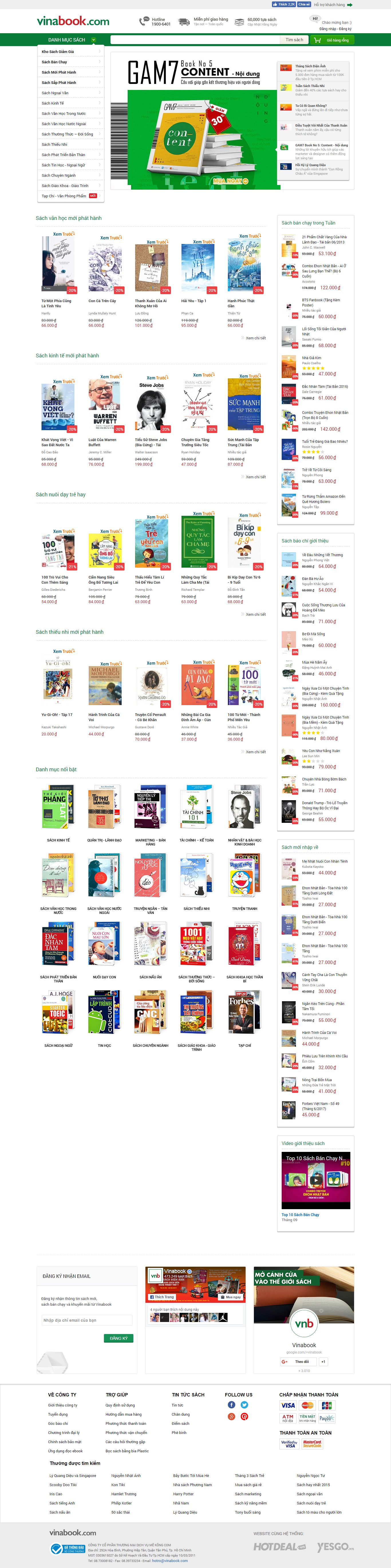 Thiết kế website vinabook đẹp, chuyên nghiệp chuẩn SEO