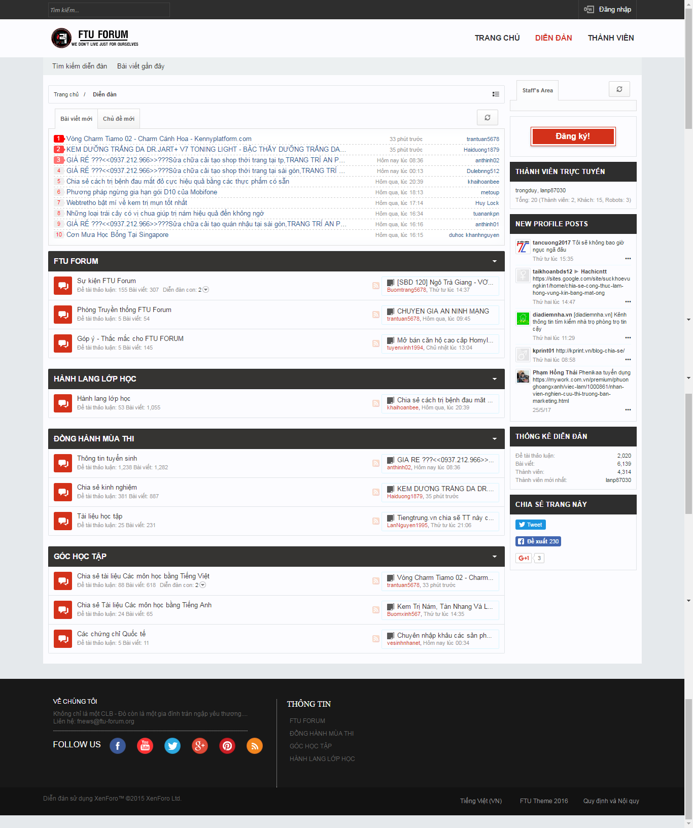 Thiết kế website diễn đàn sinh viên FTU đẹp, chuyên nghiệp chuẩn SEO