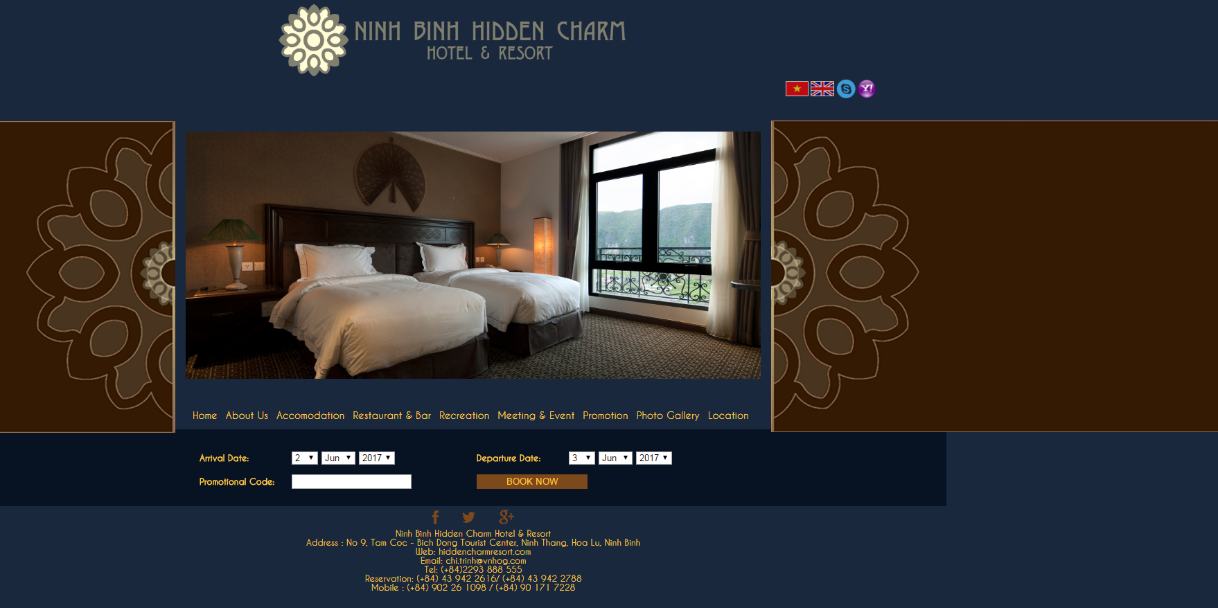 Thiết kế website khu nghỉ dưỡng Ninh Bình Hidden charm