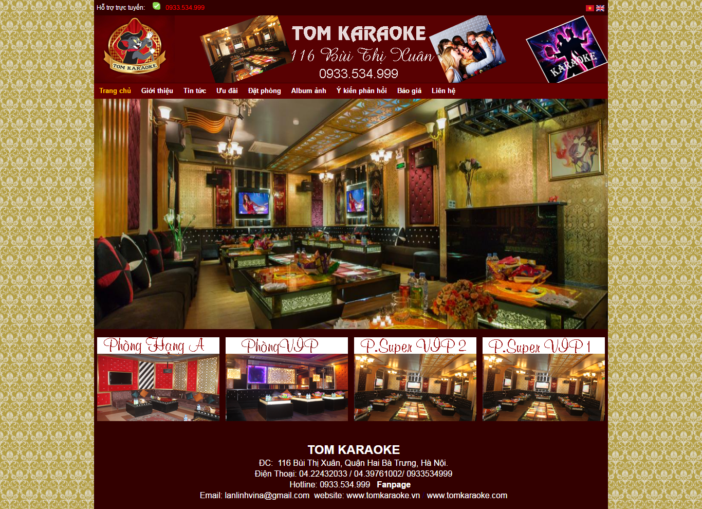 Thiết kế website karaoke Tom đẹp, chuyên nghiệp chuẩn SEO