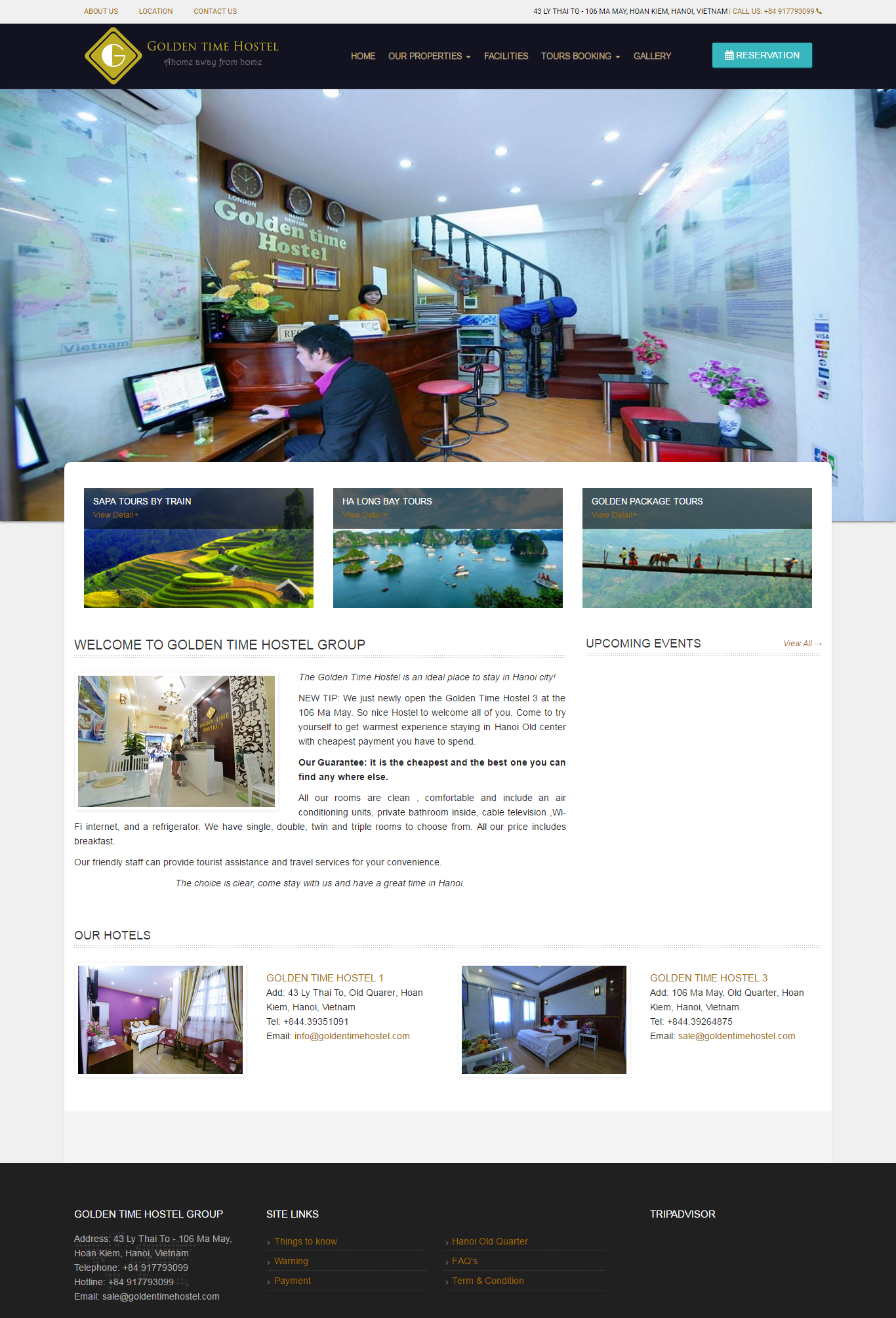 Thiết kế website khách sạn Golden Time Hostel đẹp SEO nhanh hiệu quả